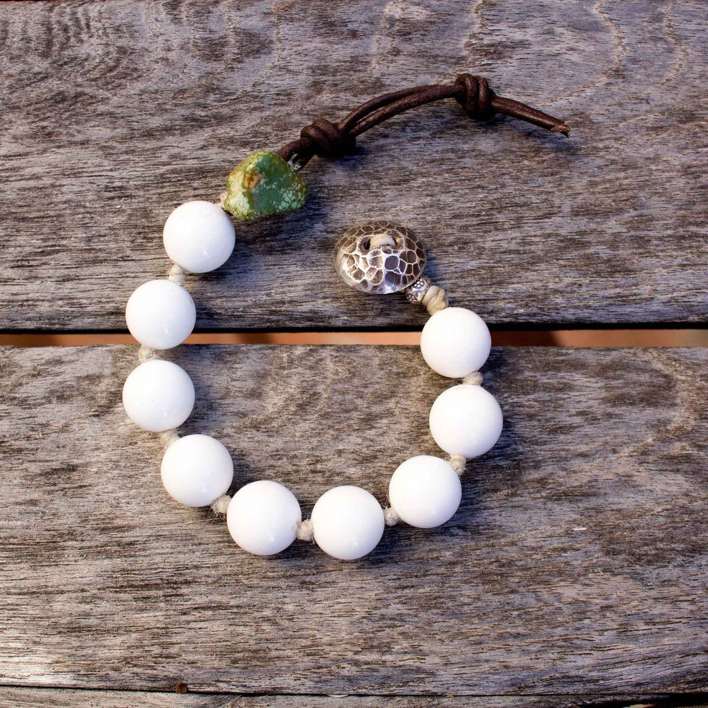 Seashell Beads On Leather Bracelet