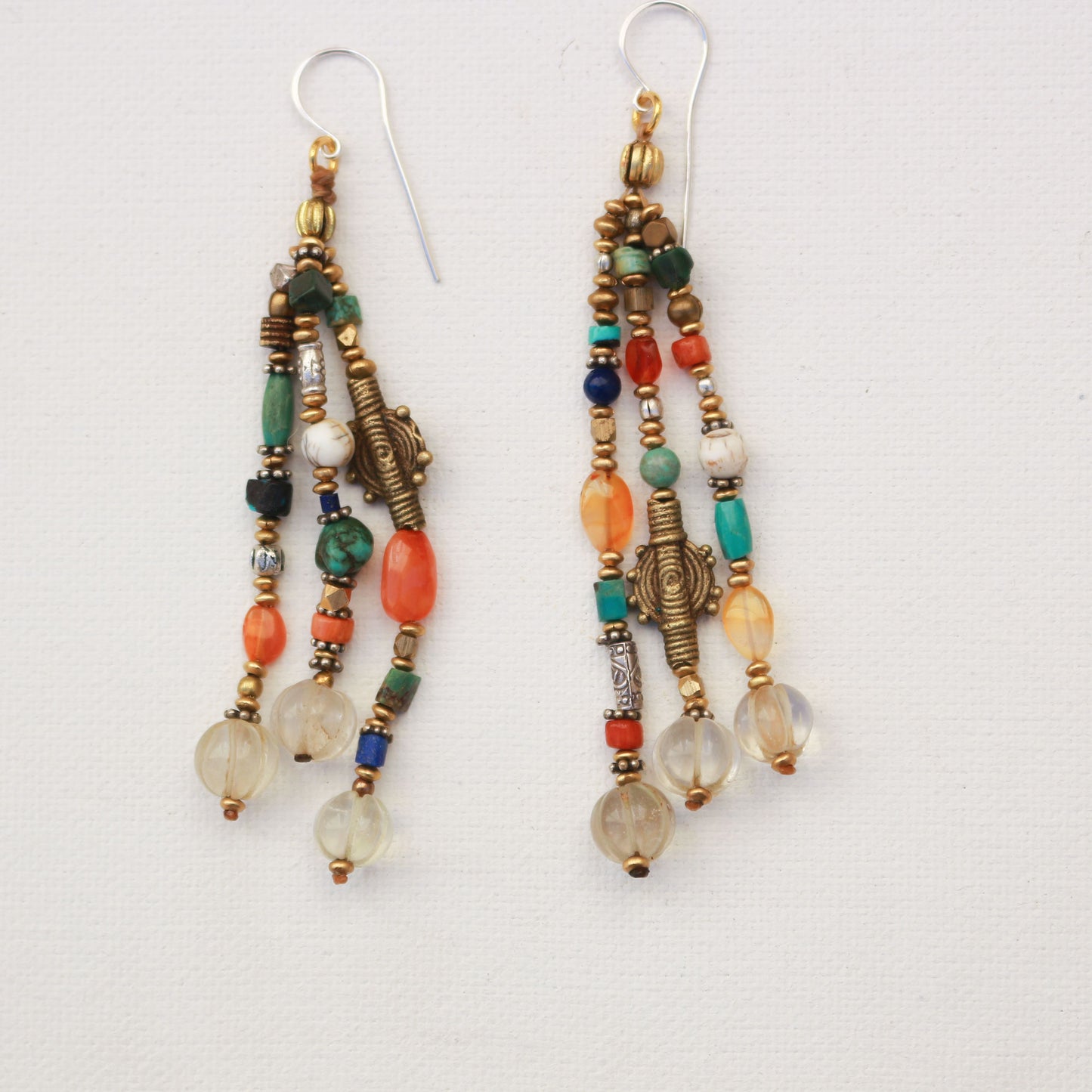 Multi Stone Dangle Earrings