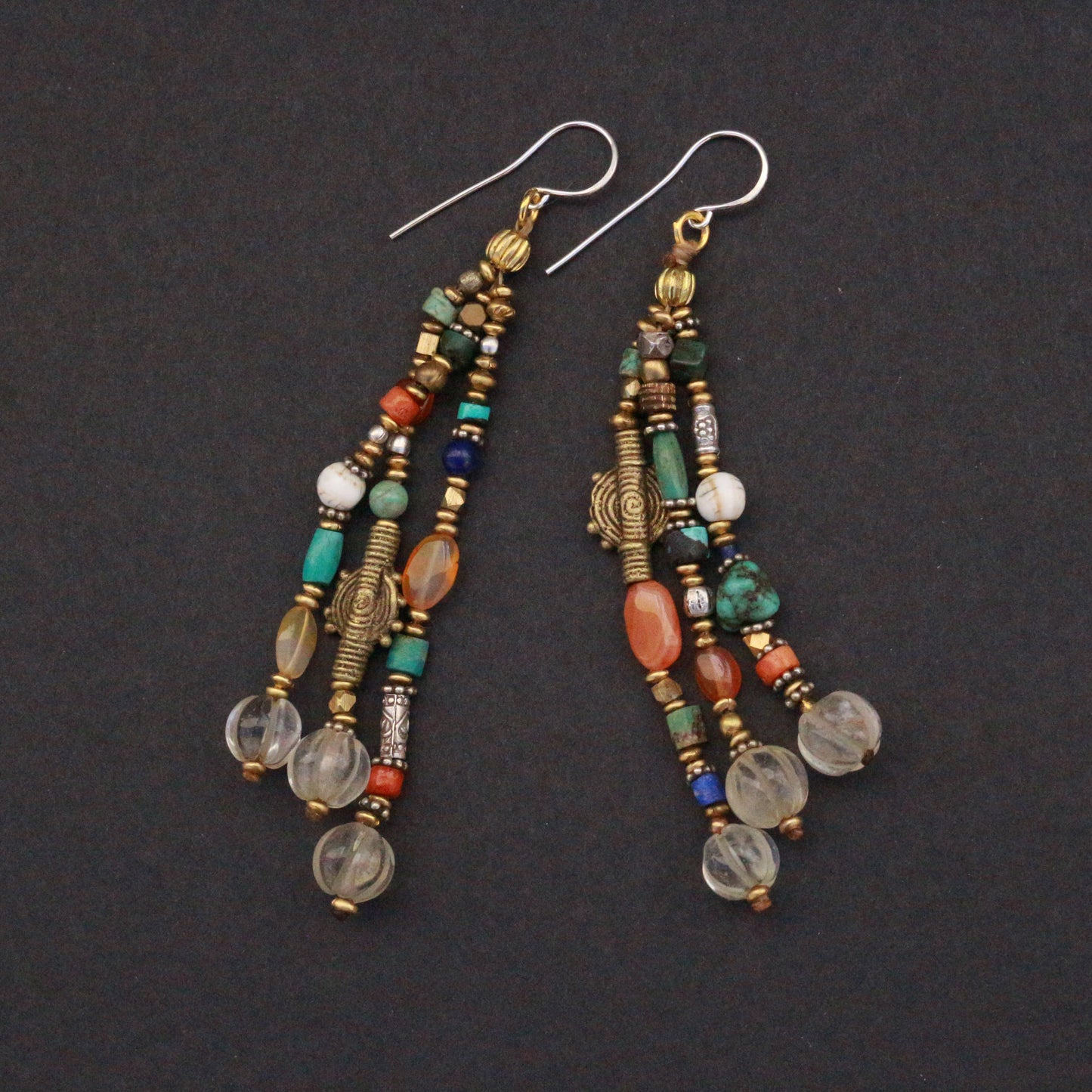 Multi Stone Dangle Earrings