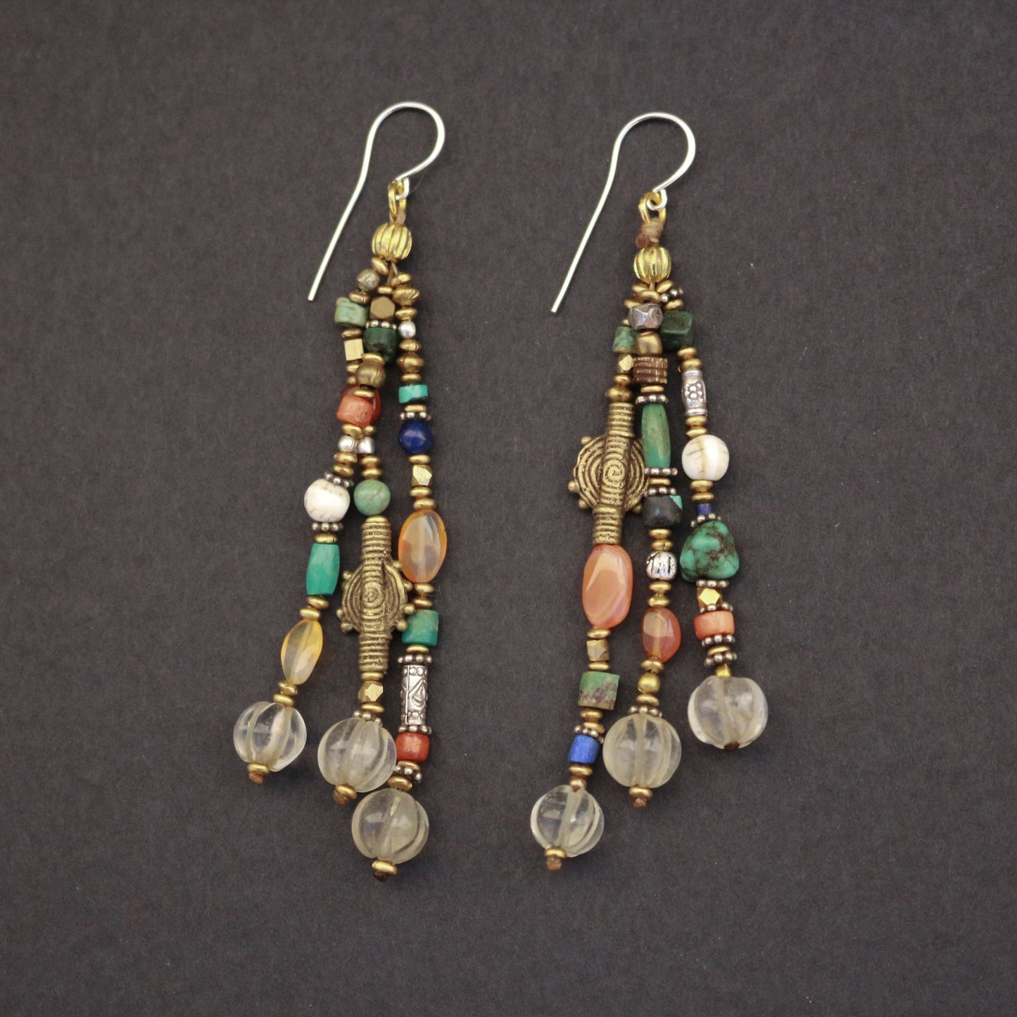 Multi Stone Dangle Earrings