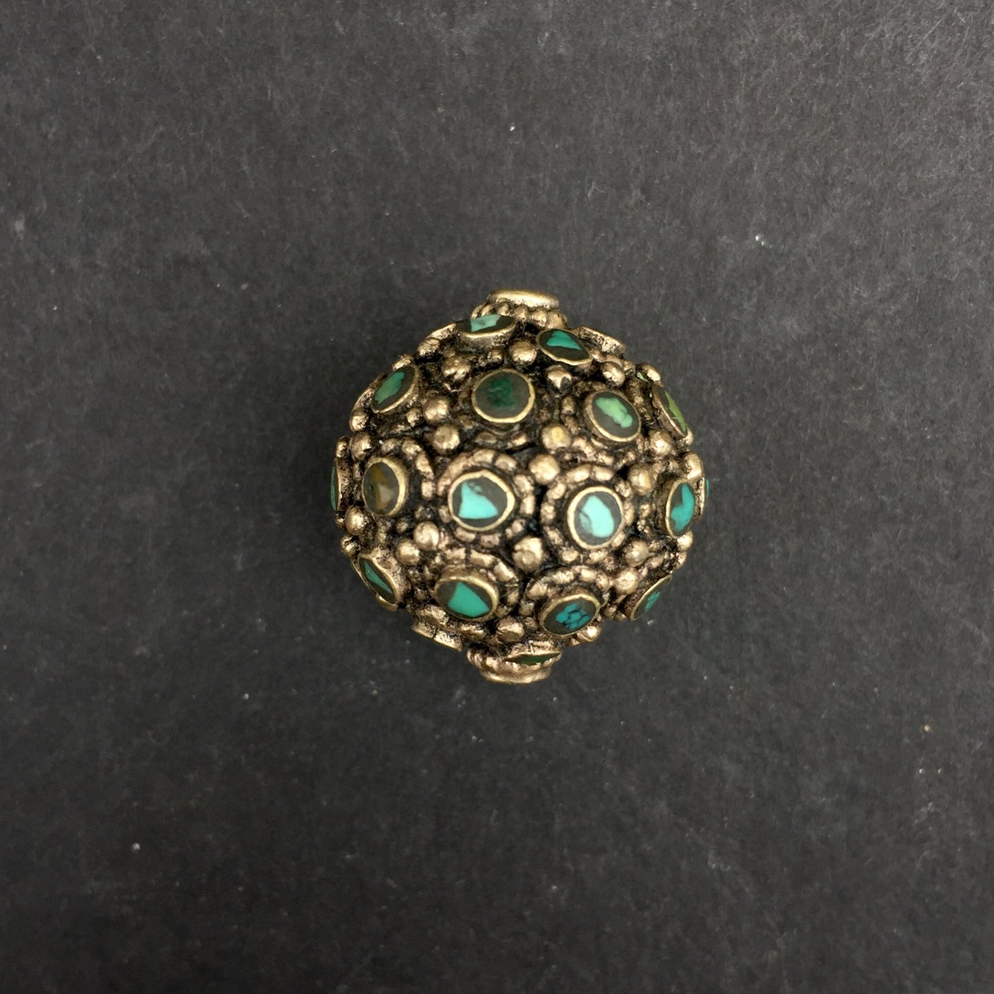 One Turquoise Inlay Round bead