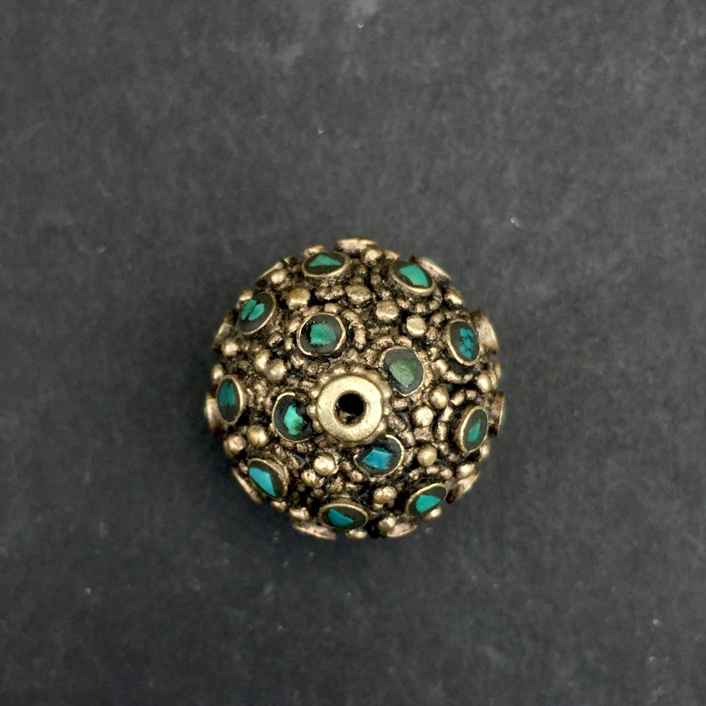 One Turquoise Inlay Round bead