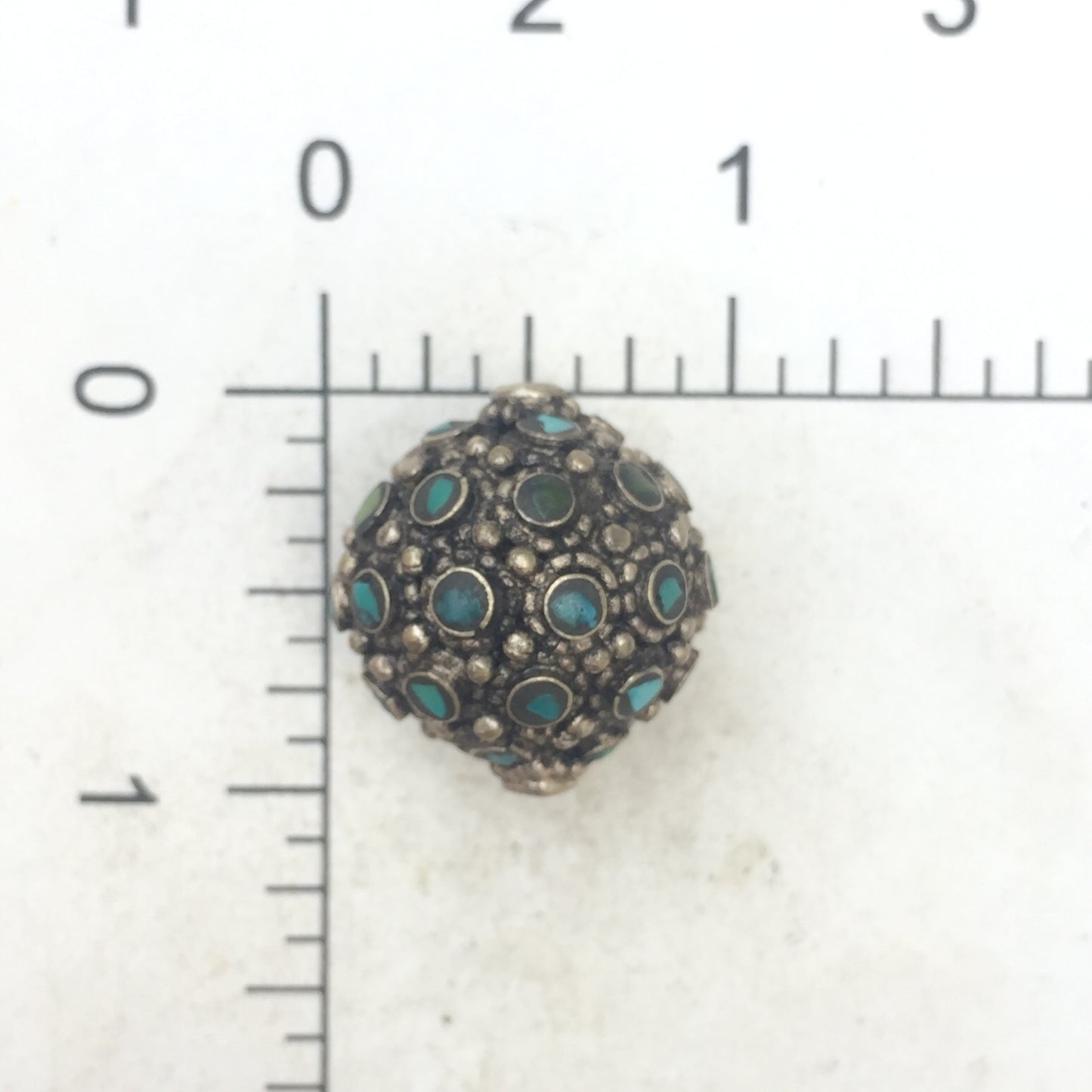 One Turquoise Inlay Round bead