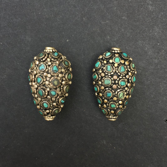 Two Turquoise Inlay Beads