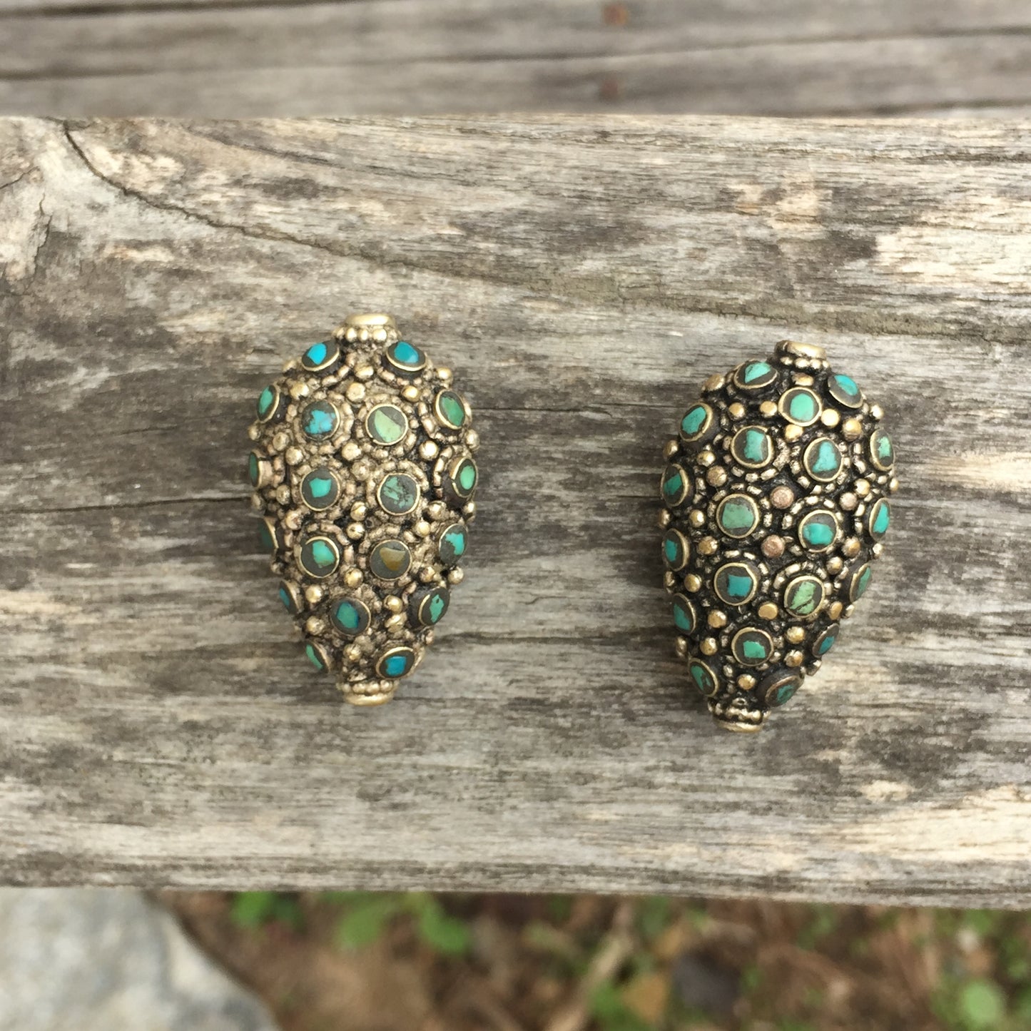 Two Turquoise Inlay Beads