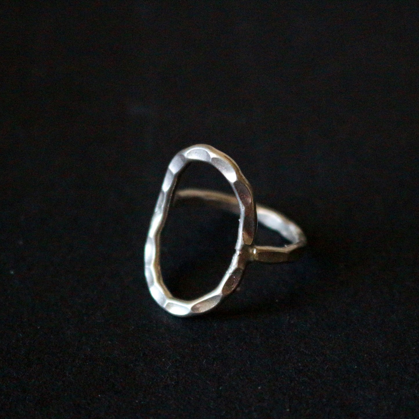 Hammered Oval Silver Ring