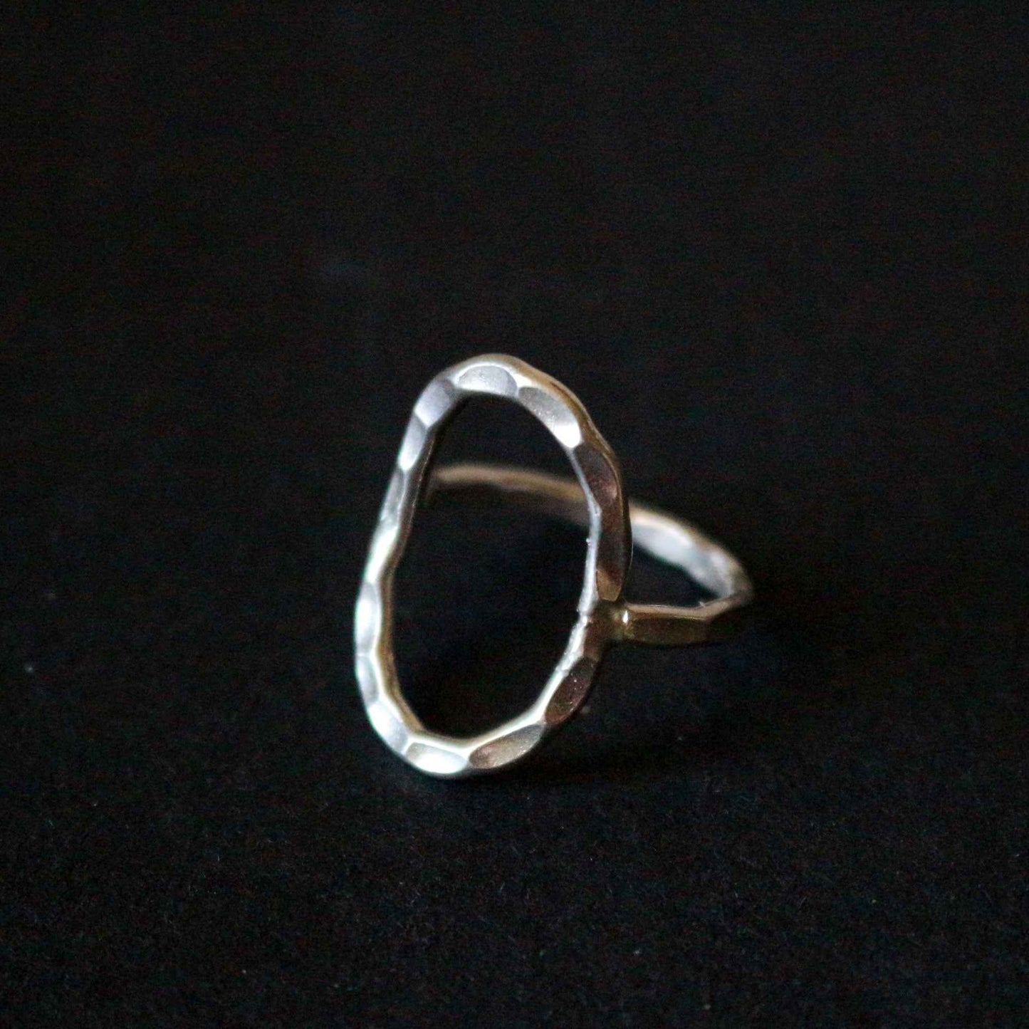 Hammered Oval Silver Ring