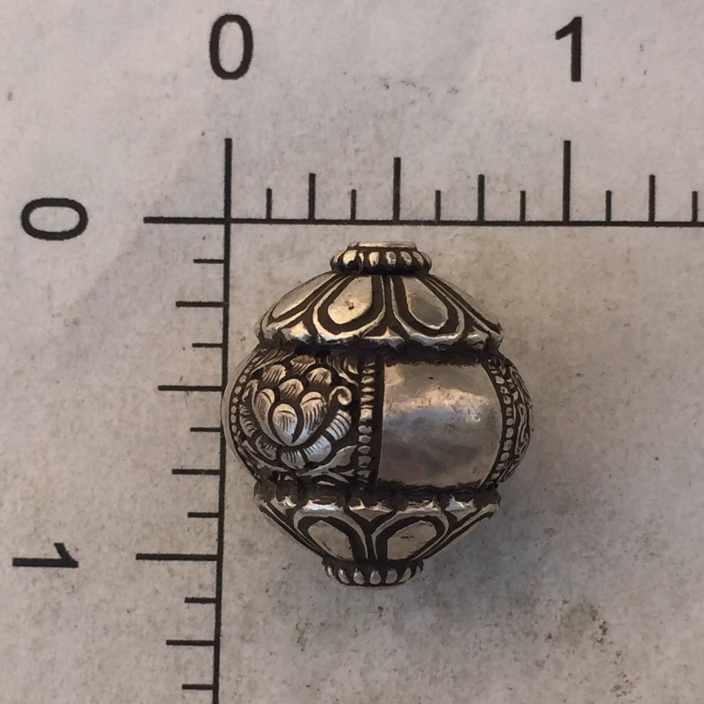 Sterling Silver Ashtamangala Carving Bead