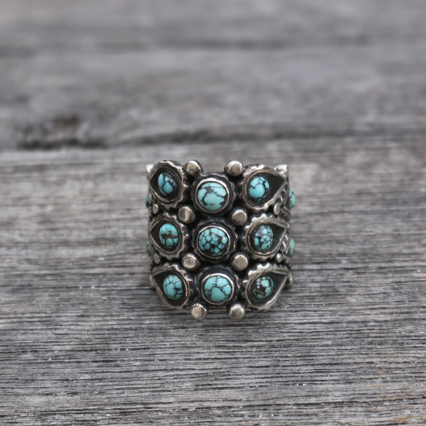 Multi Stone Solid Silver Ring