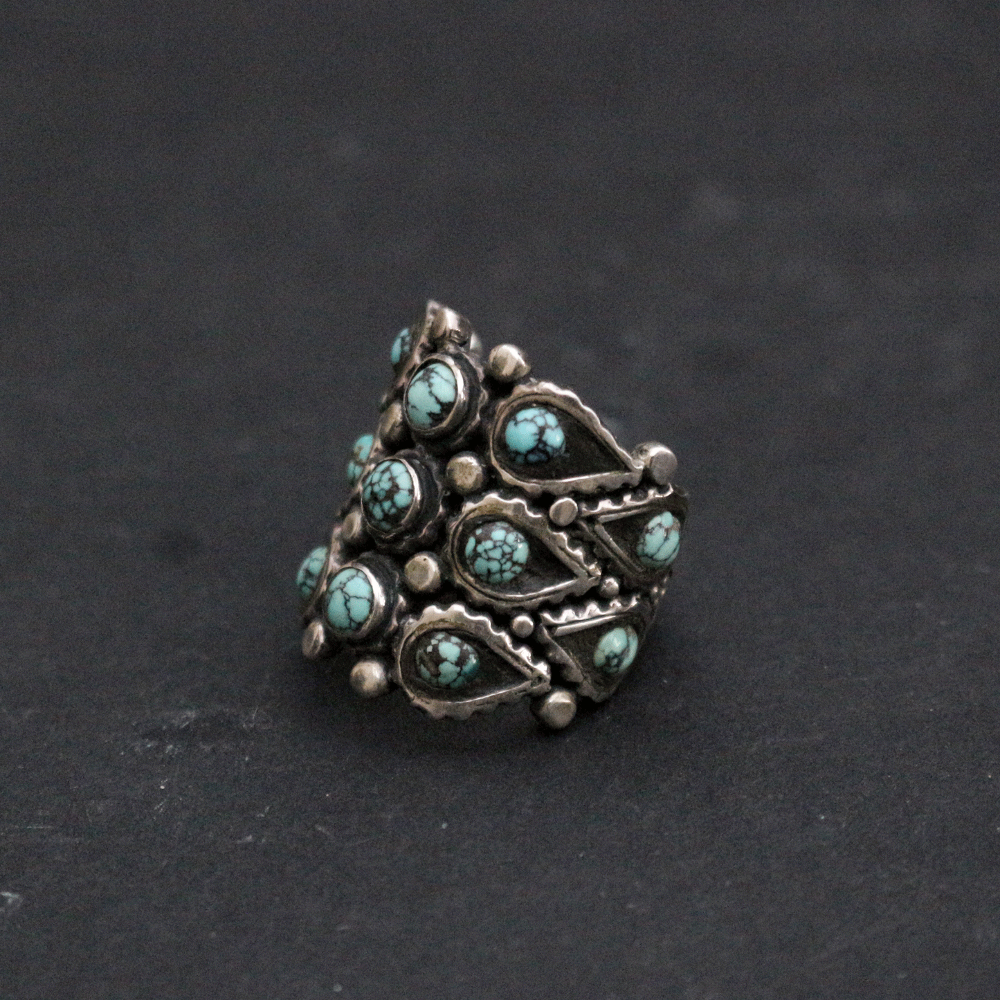 Multi Stone Solid Silver Ring