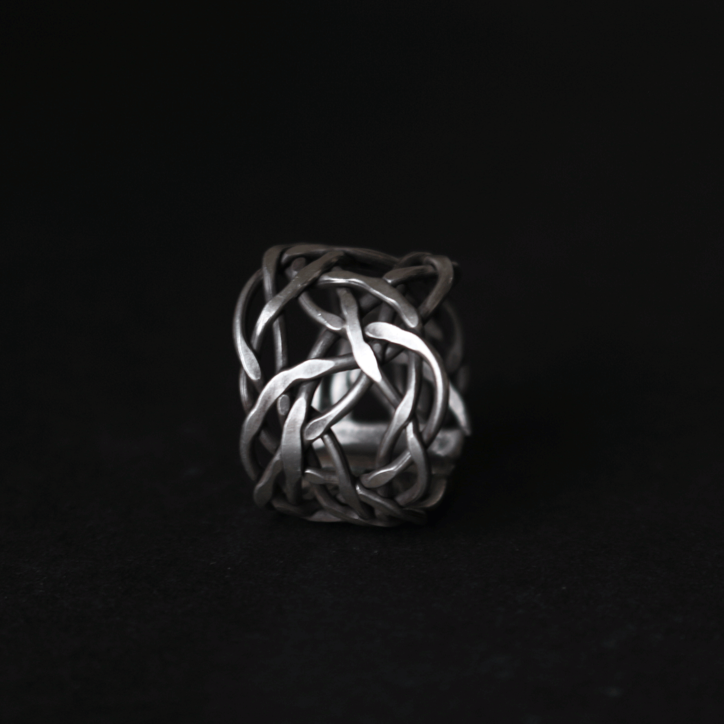 Braided Wide Band Silver Ring