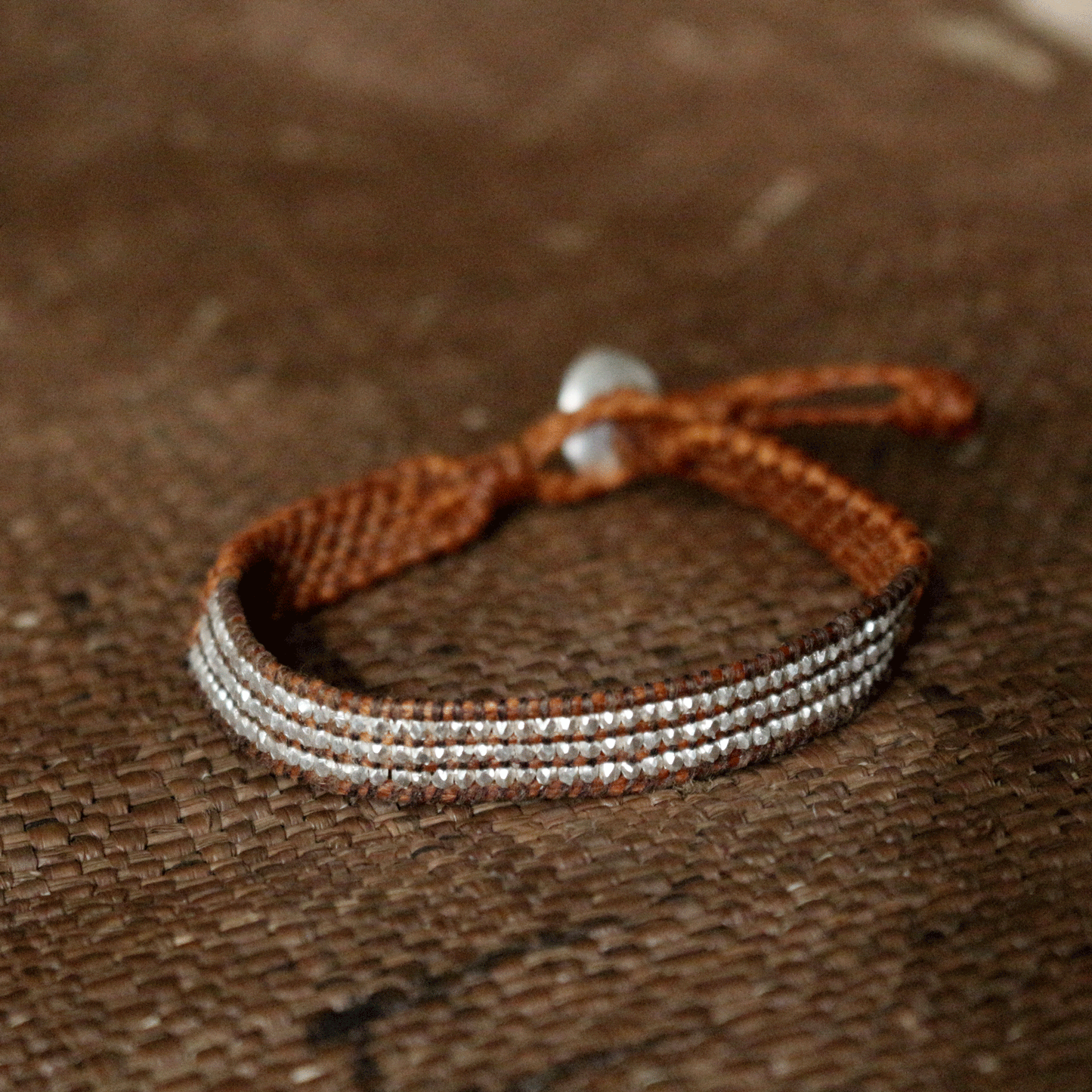 Braided Sterling Silver Cubic Beads Bracelet