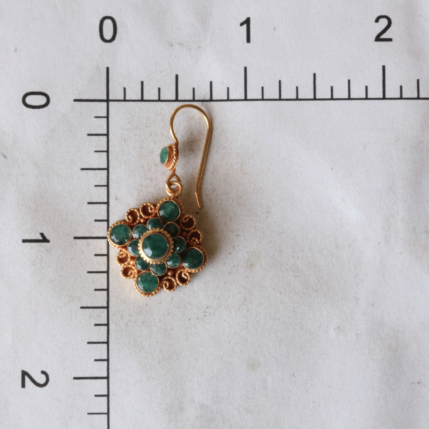 Faceted Emerald Mandala Drop Earrings