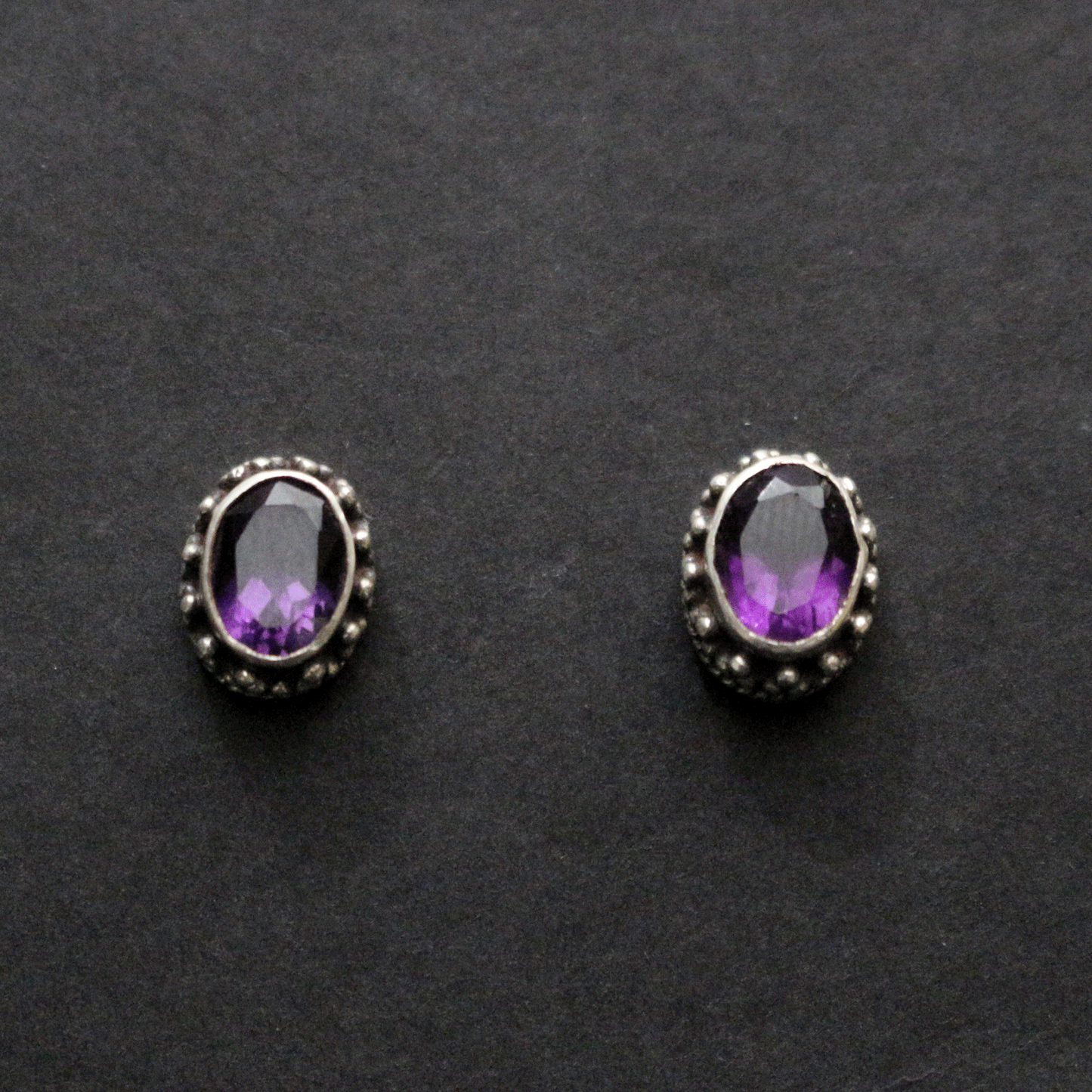 Faceted Amethyst Stud Earrings