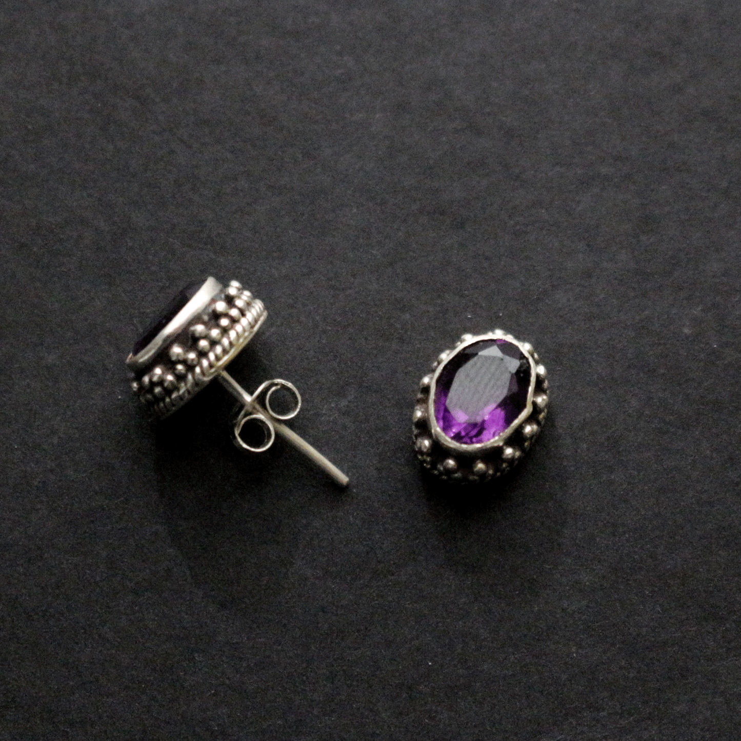 Faceted Amethyst Stud Earrings