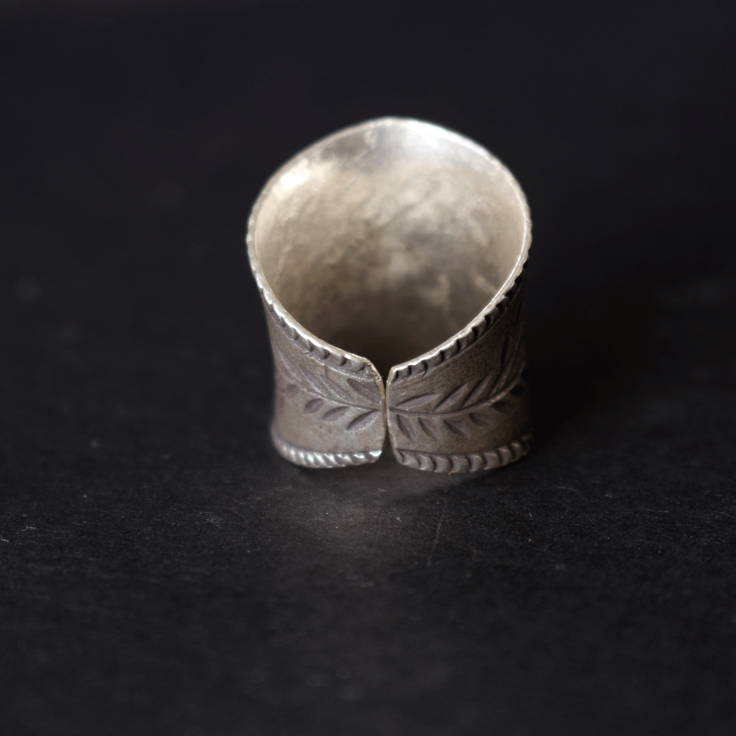 Olive Branch Wide Band Silver Ring