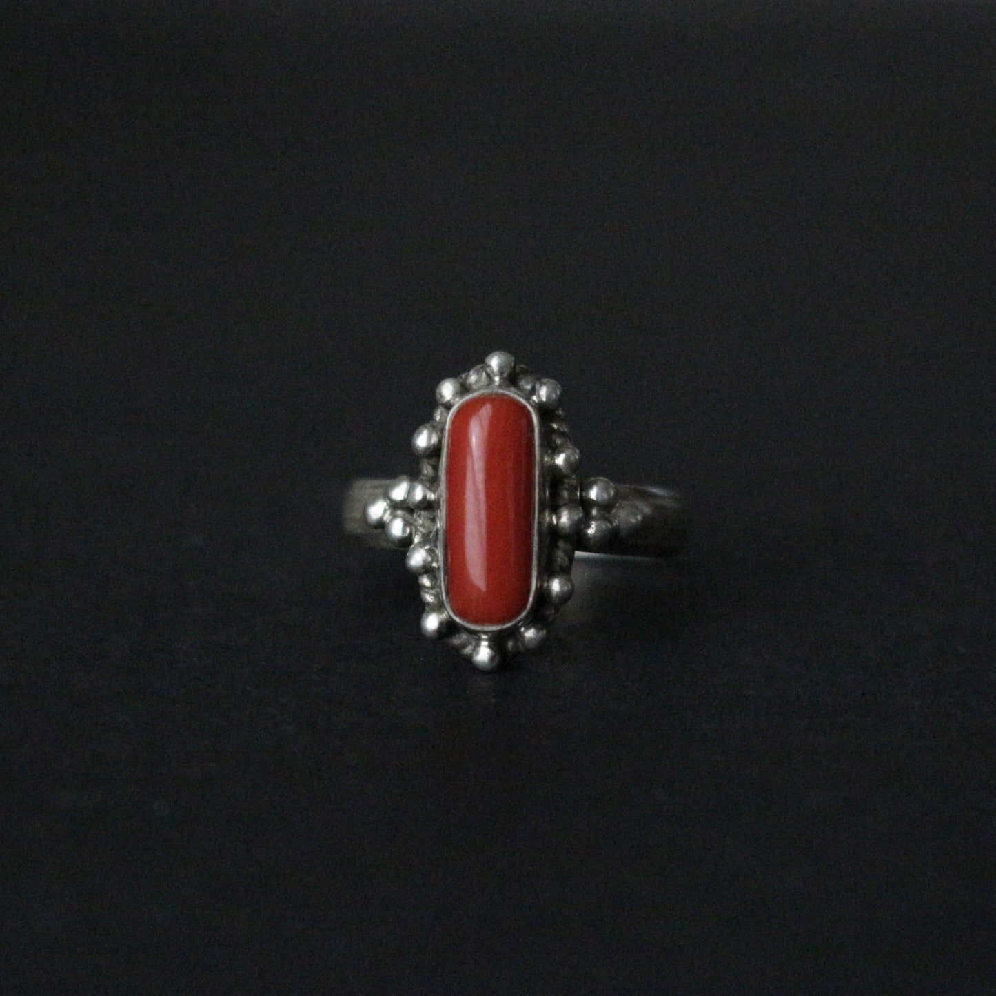 Coral Silver Ring