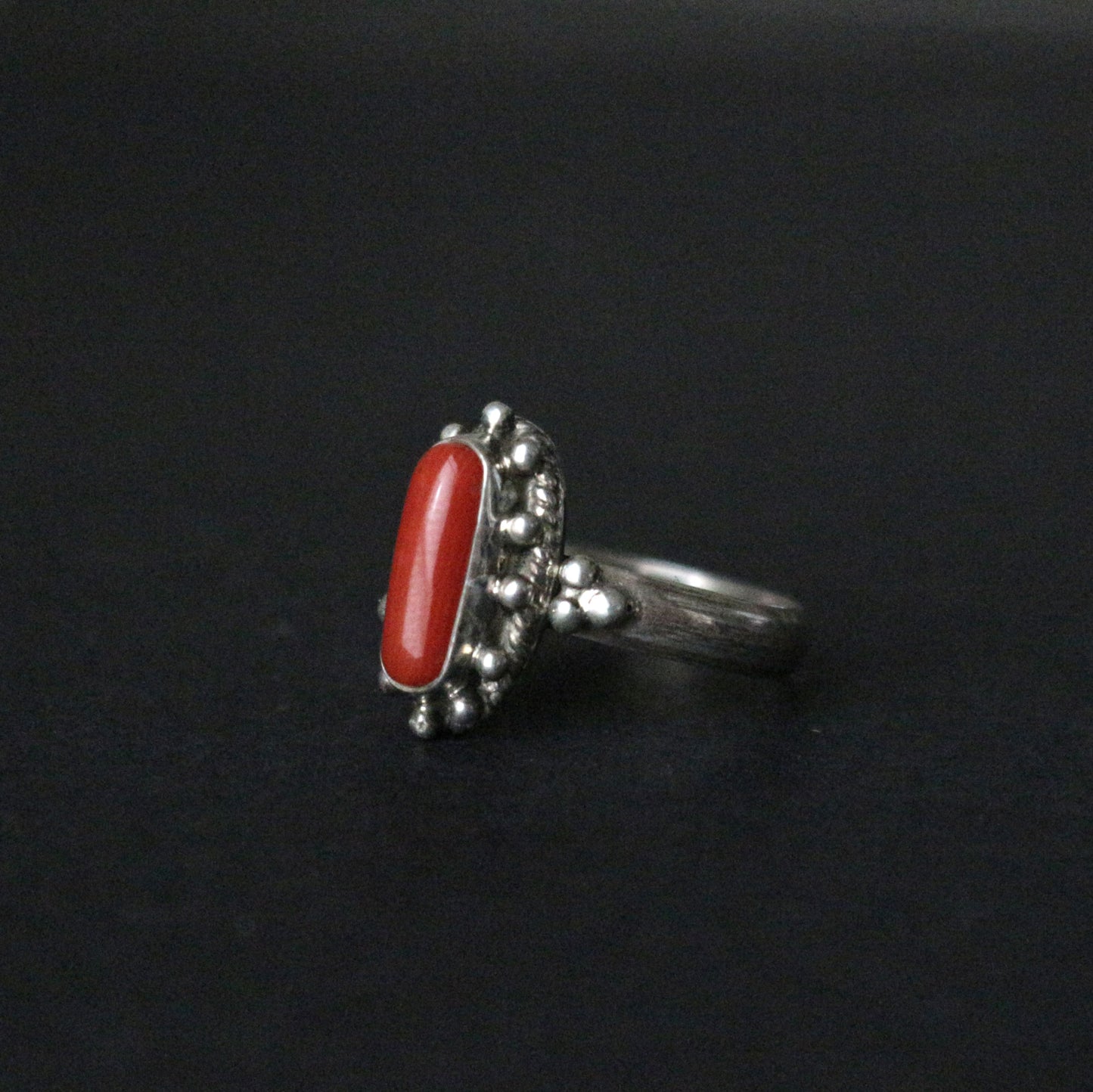 Coral Silver Ring