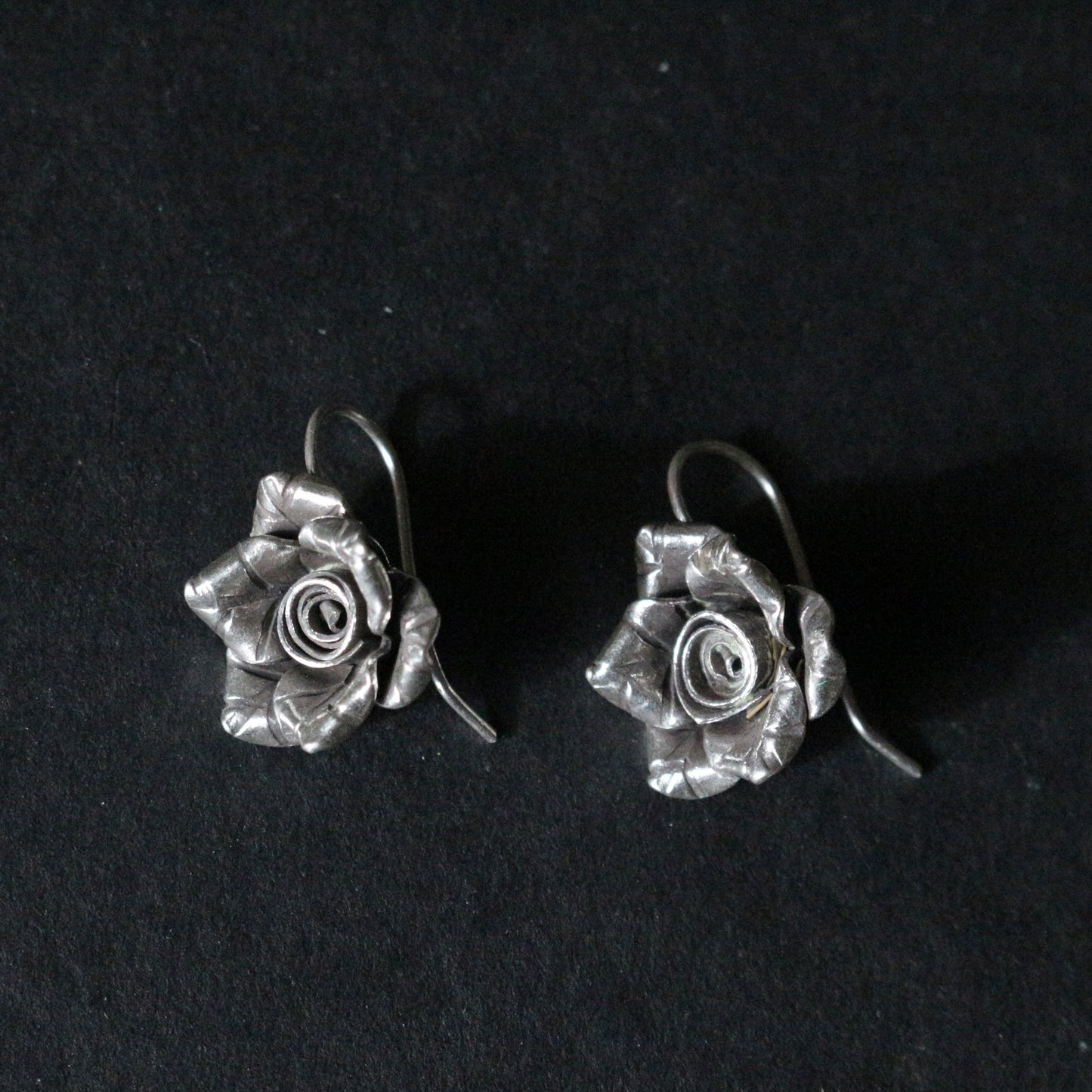 Silver Rose Bud Earrings