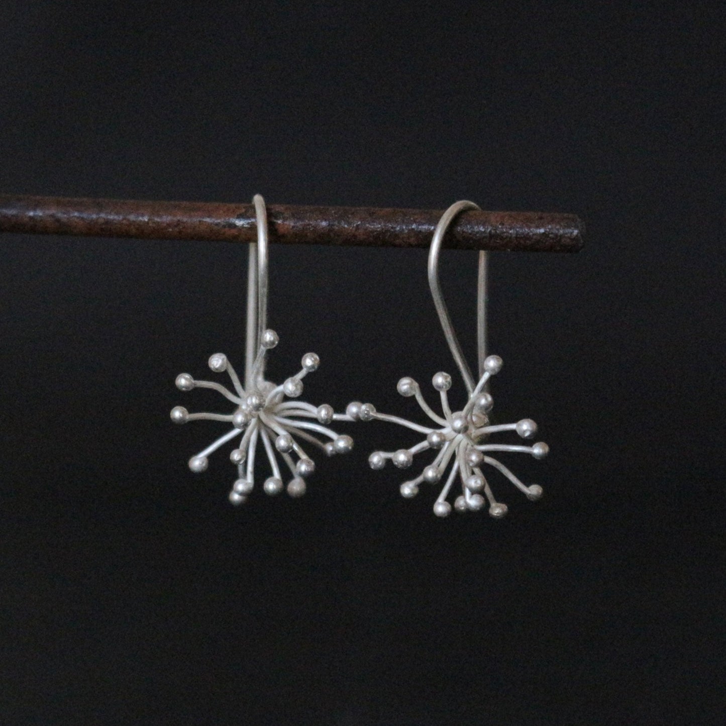 Sea Urchin Silver Earrings