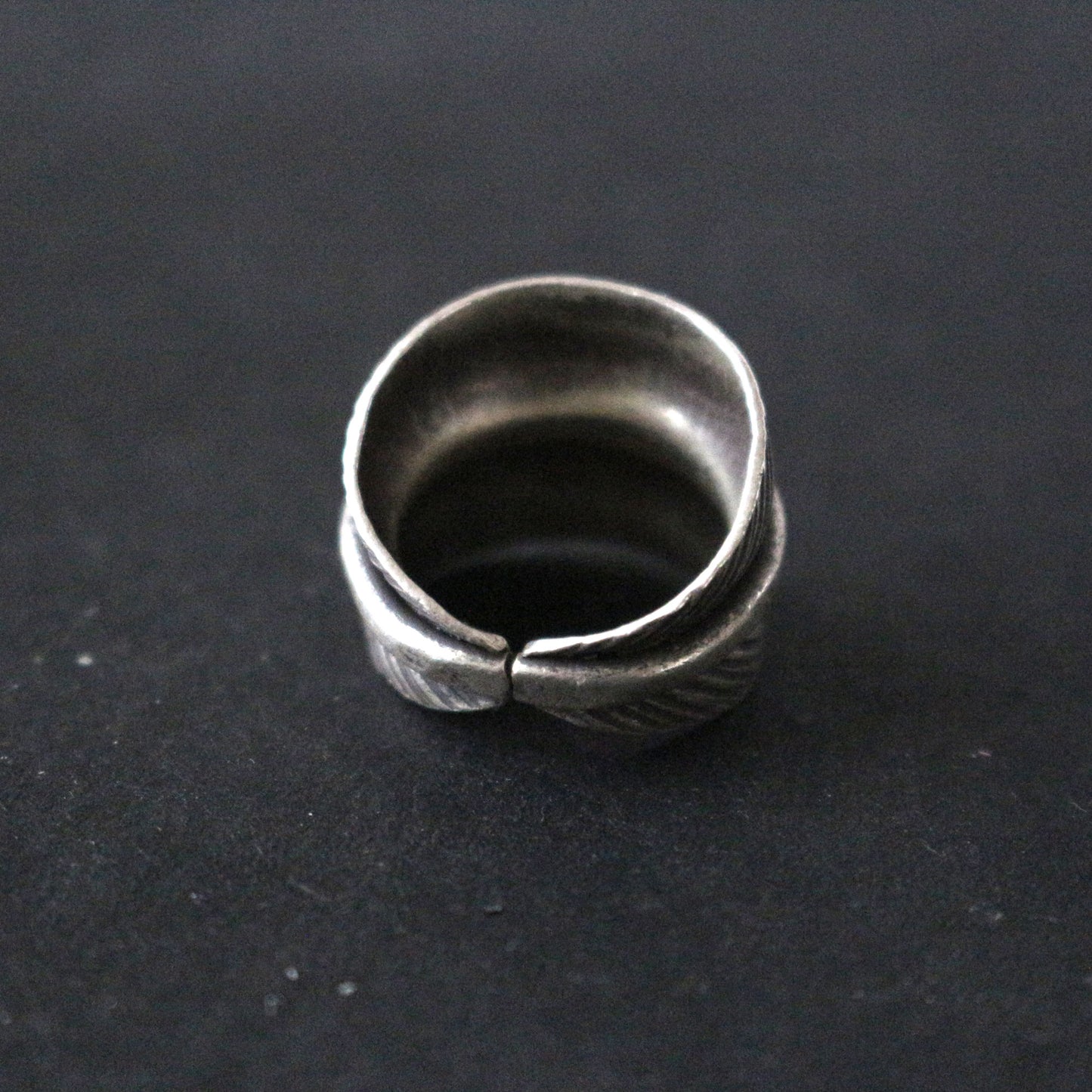 Etched Silver Feather Ring