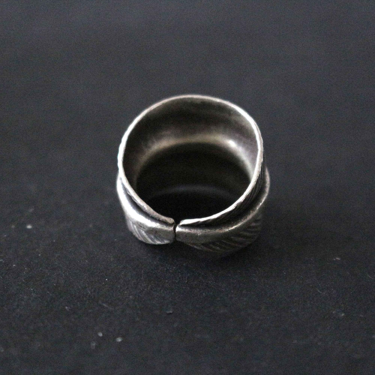 Etched Silver Feather Ring