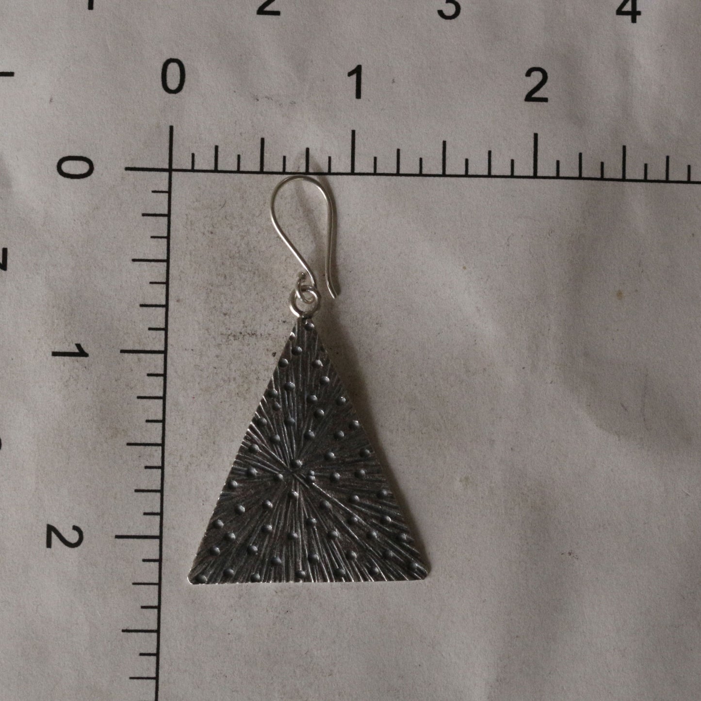 Hammered Triangle Dangle Silver Earrings