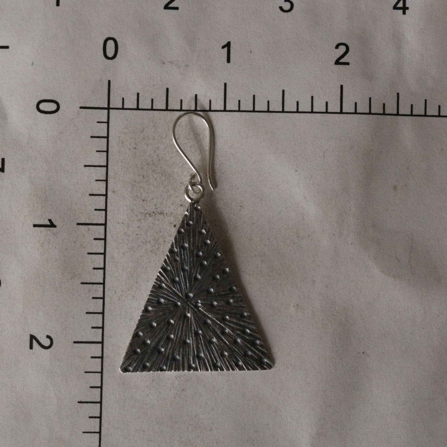Hammered Triangle Dangle Silver Earrings