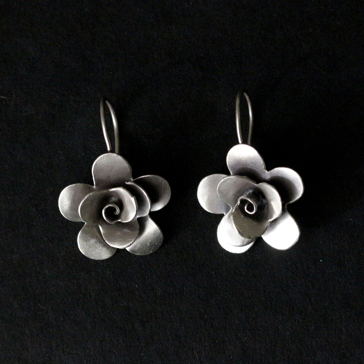 Silver Rose Bud Earrings