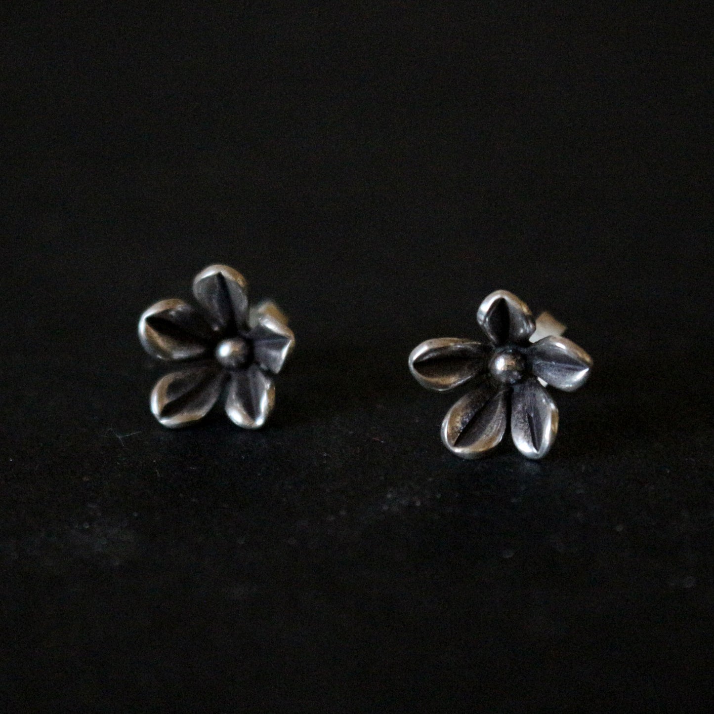 Flower Bud Silver Stud Earrings