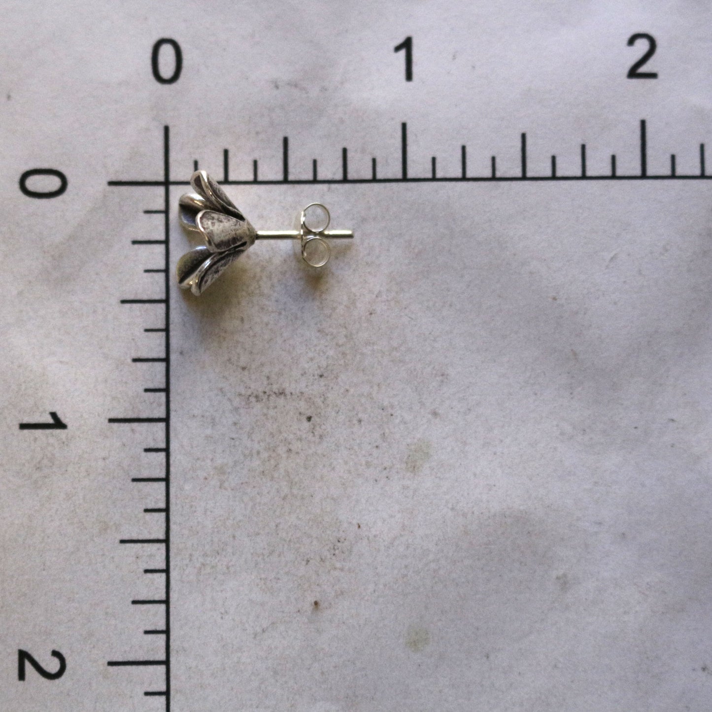 Flower Bud Silver Stud Earrings