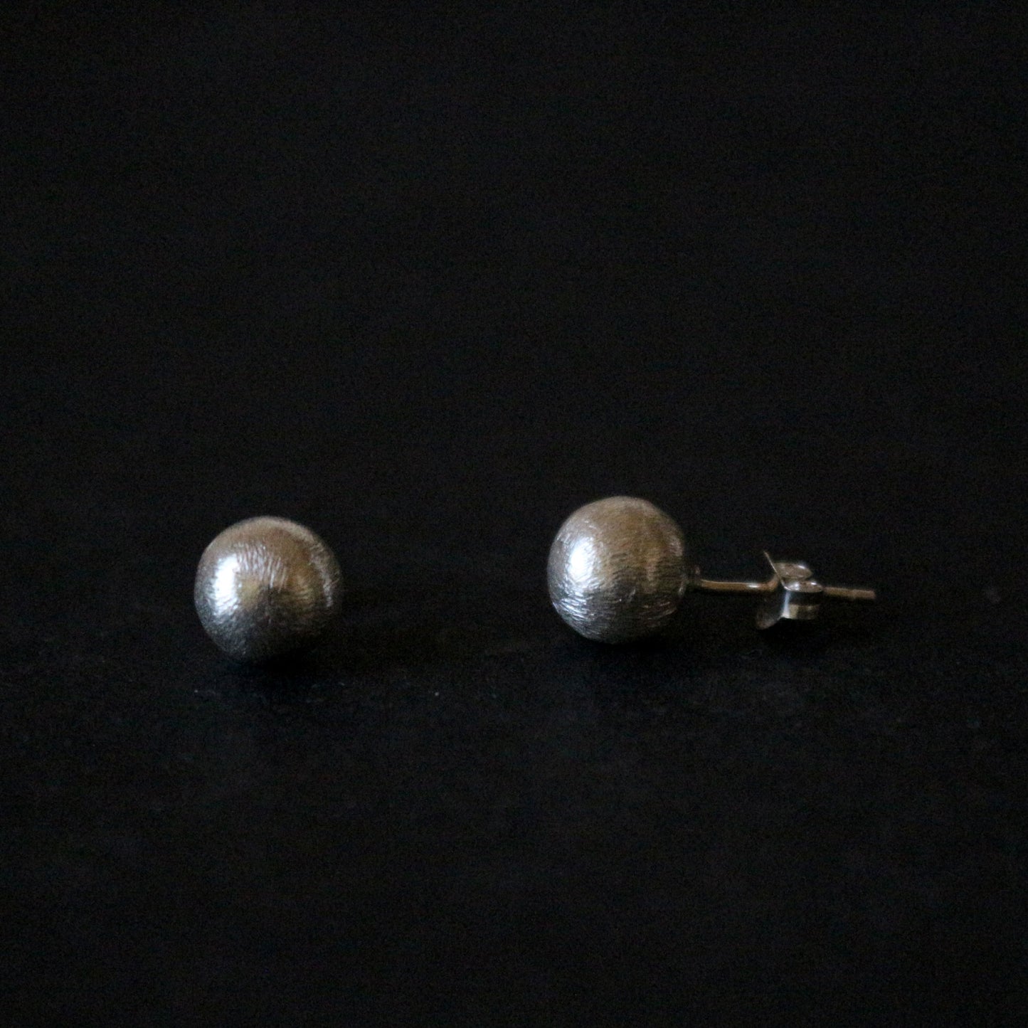Brushed Silver Ball Stud Earrings