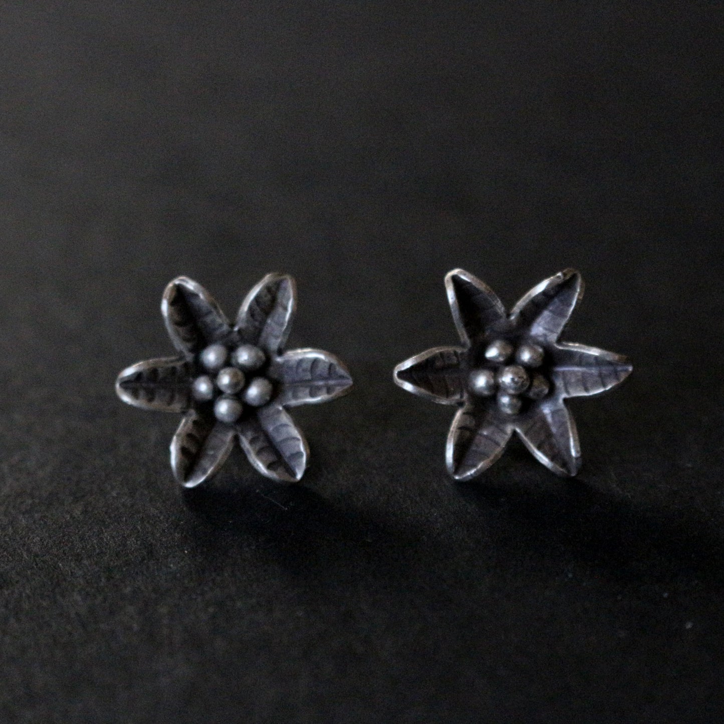 Hilltribe Silver Flower Bud Stud Earrings