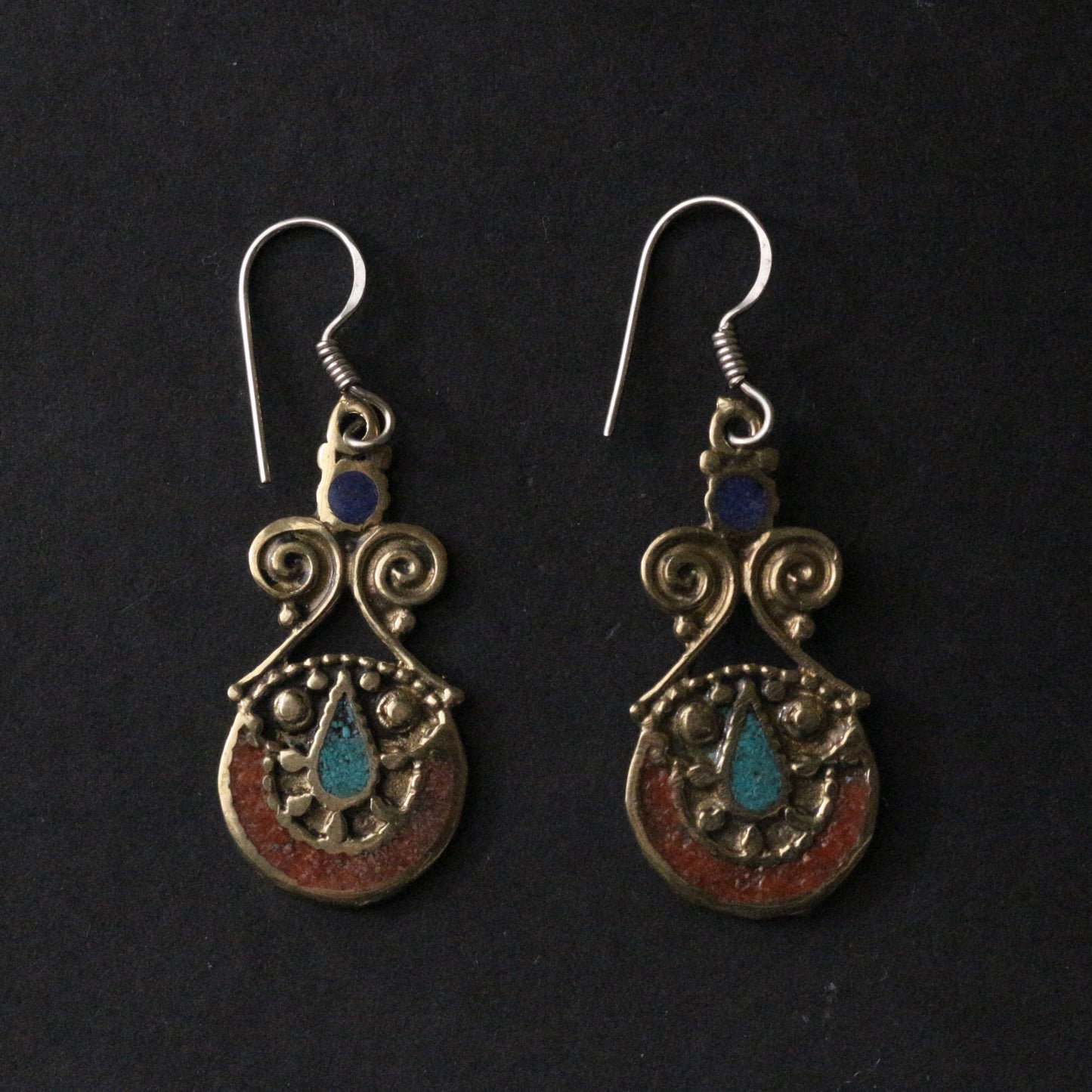 Turquoise & Coral Inlay Earrings