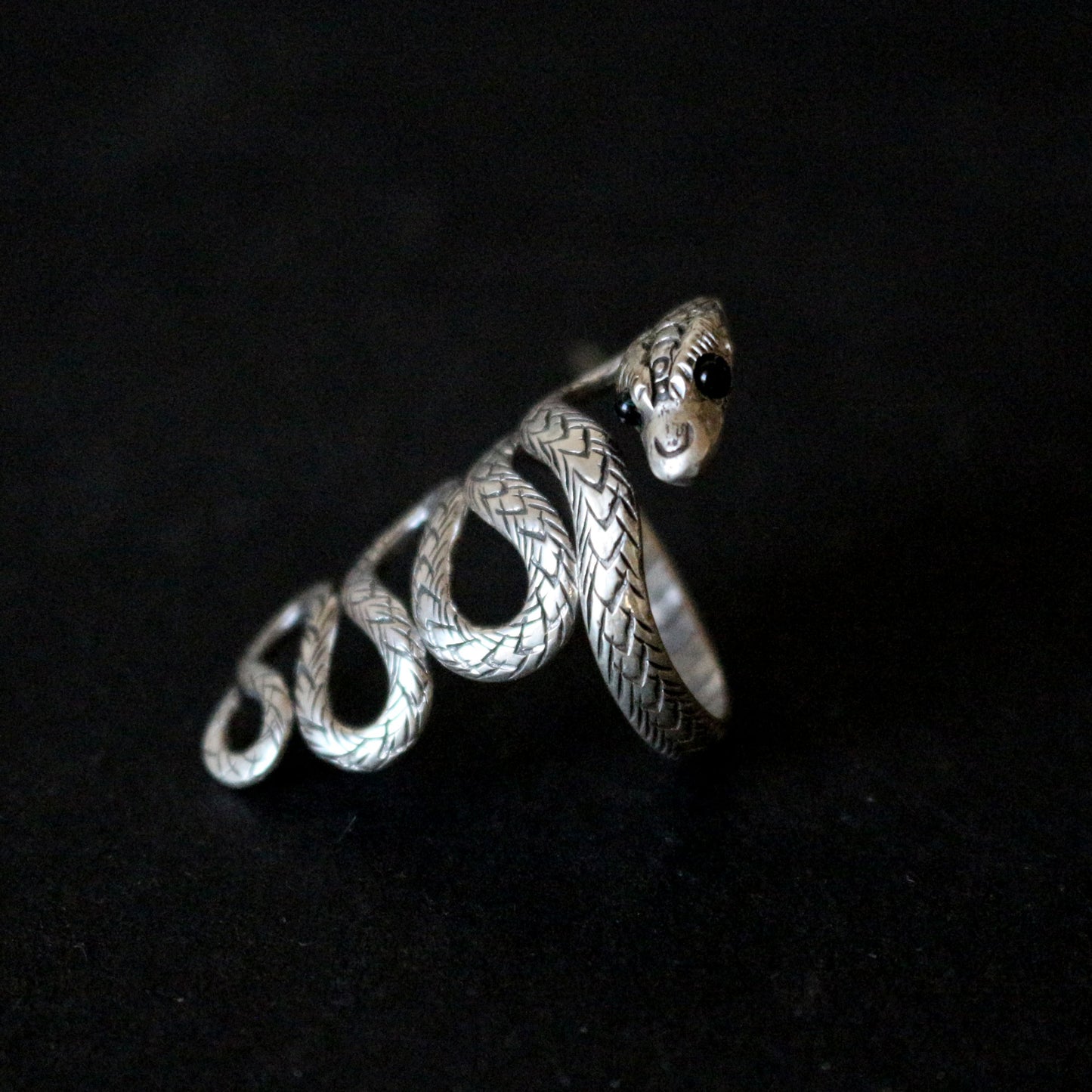 Etched Silver Snake Ring