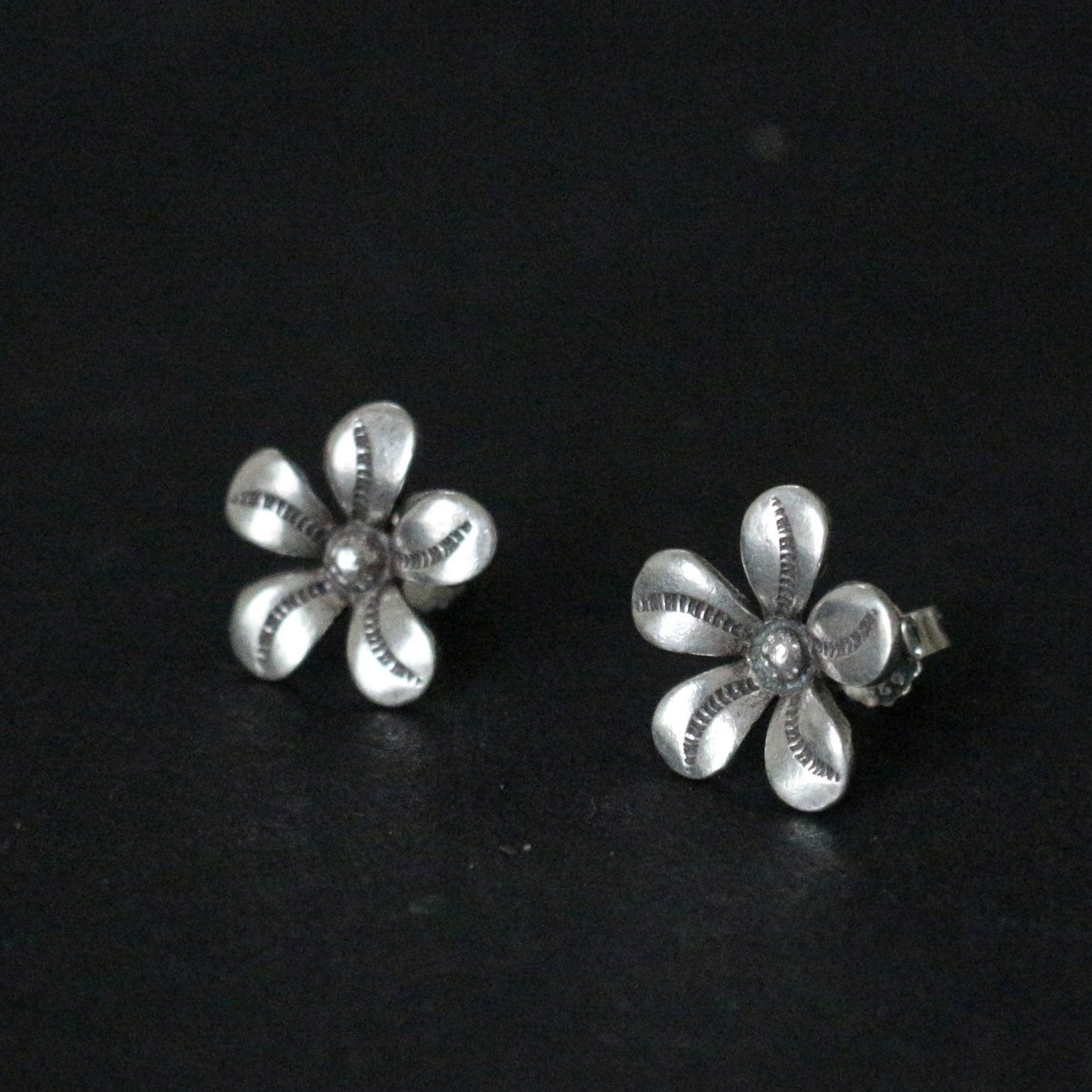 Hilltribe Silver Flower Bud Stud Earrings