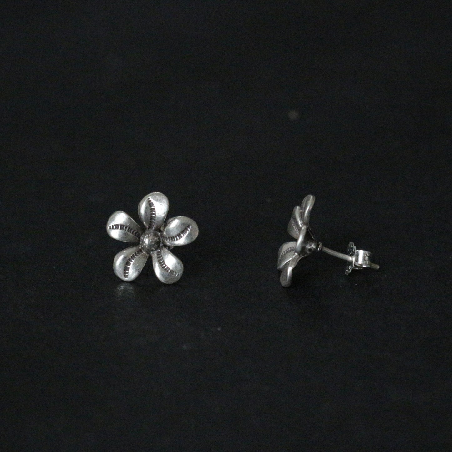 Hilltribe Silver Flower Bud Stud Earrings