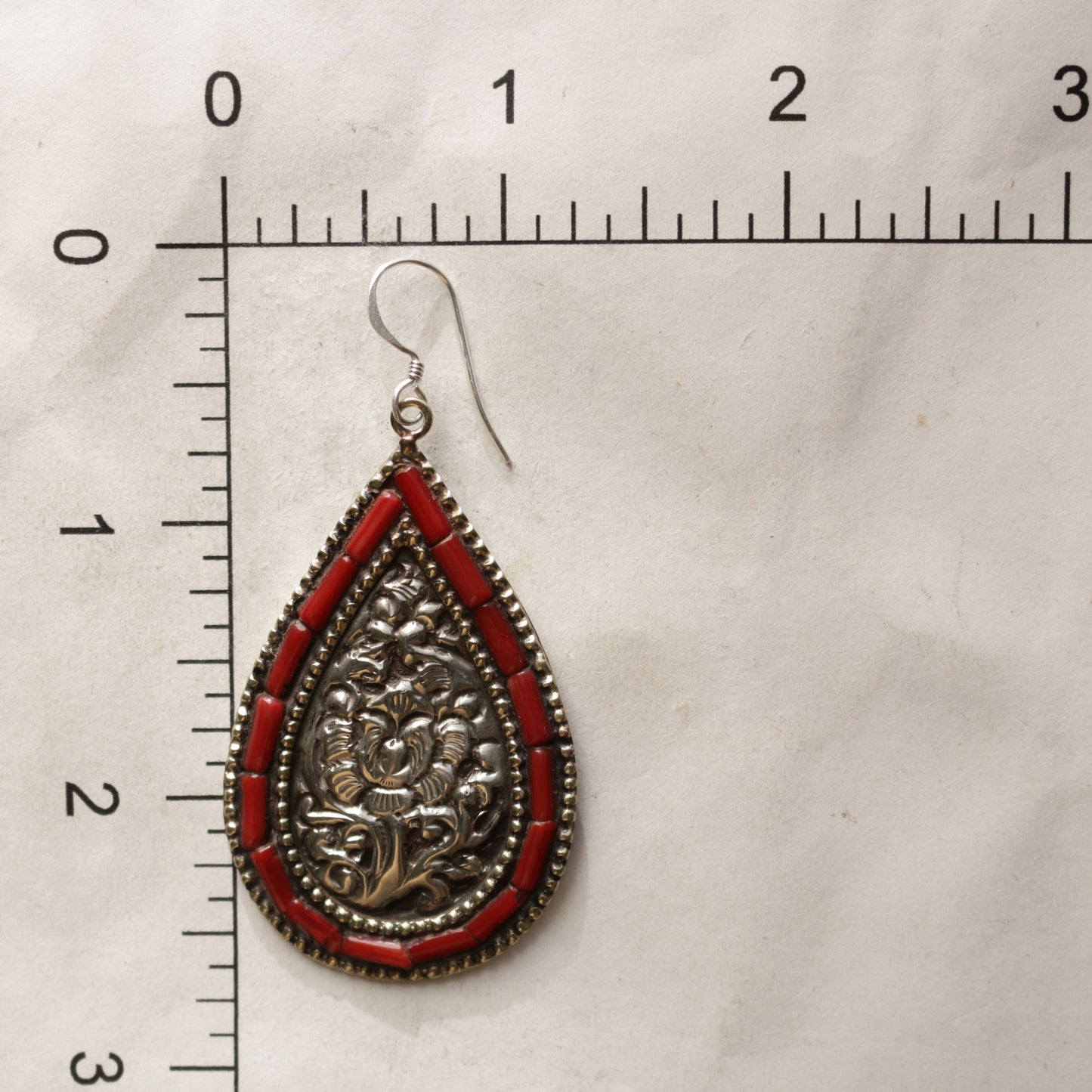Coral Inlay Drop Earrings
