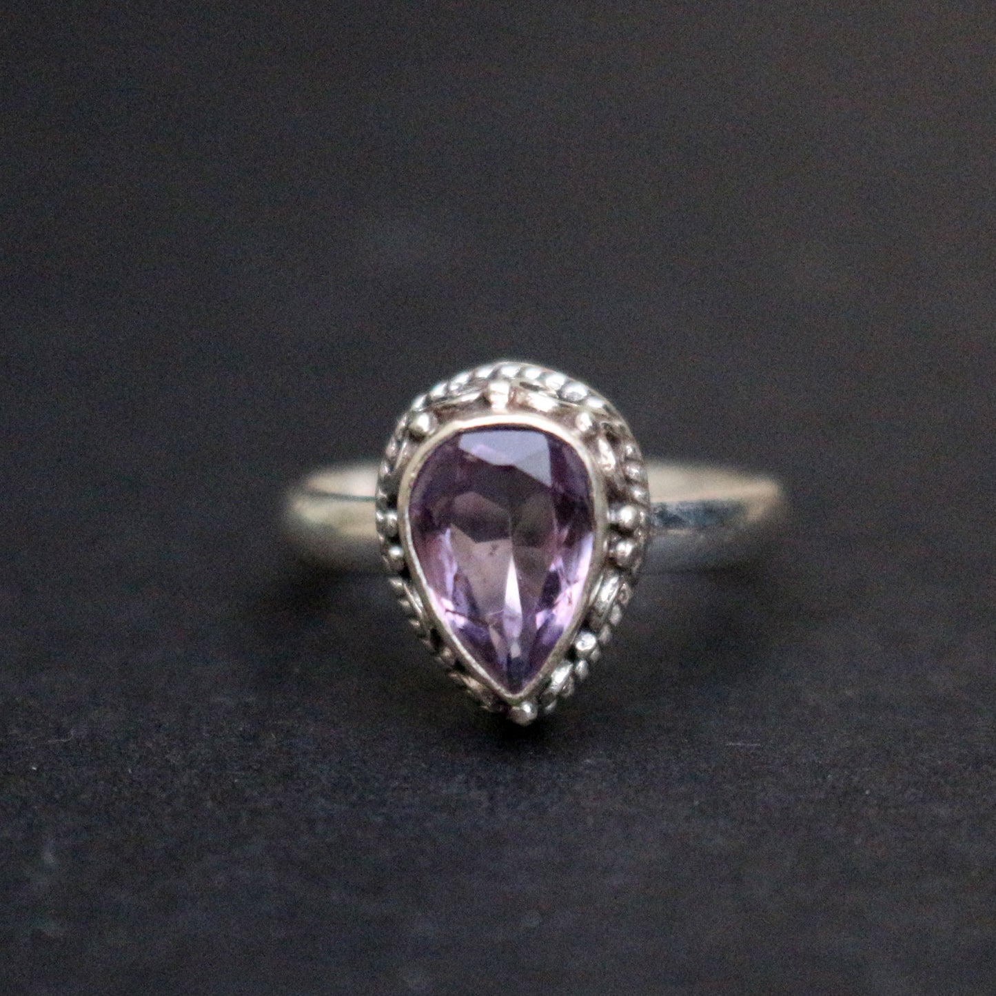 Faceted Amethyst Silver Ring