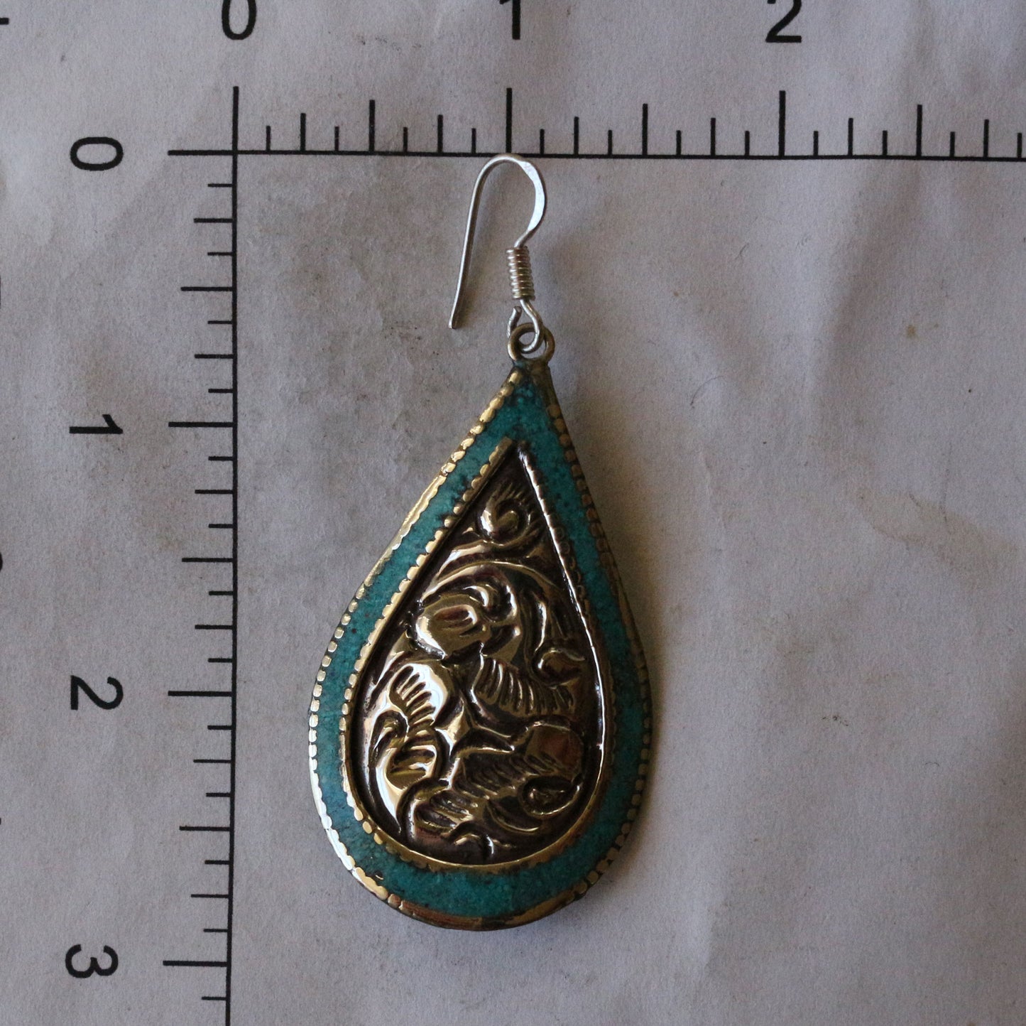 Turquoise Inlay Dangle Teardrop Earrings