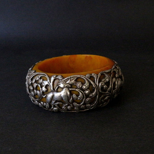 Etched Silver Bangle
