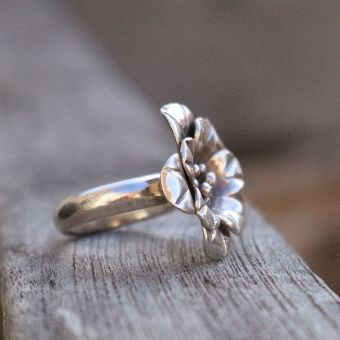 Silver Flower Bud Ring