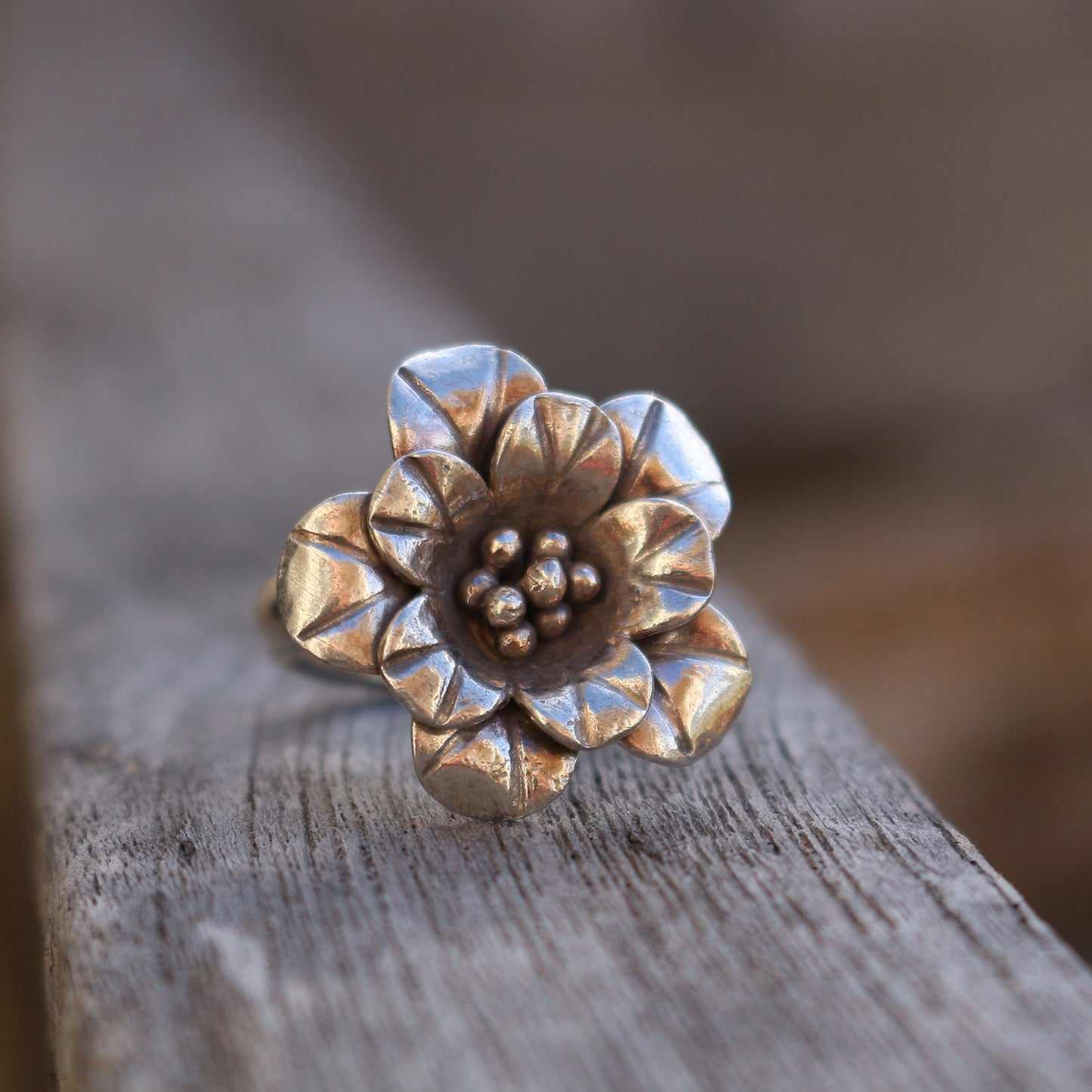 Silver Flower Bud Ring