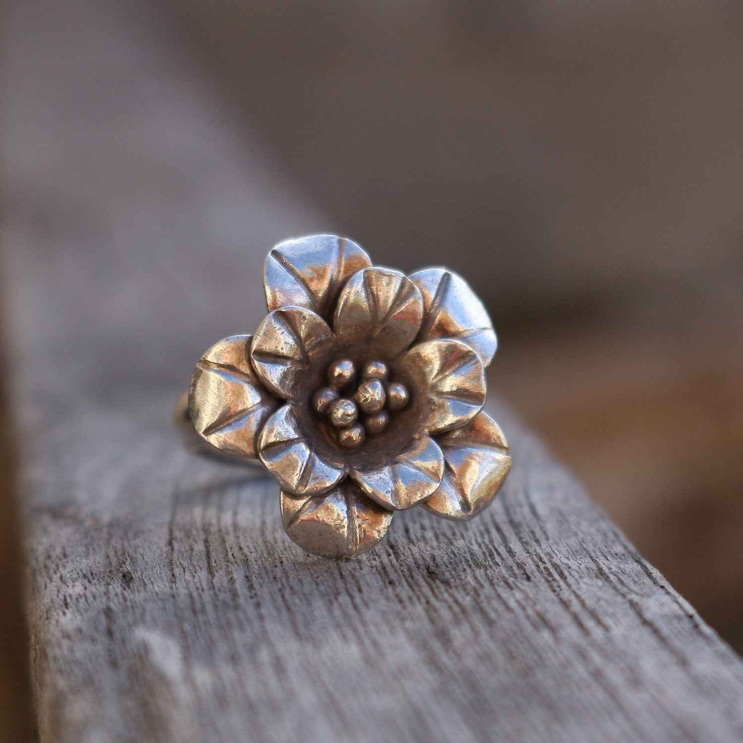 Silver Flower Bud Ring
