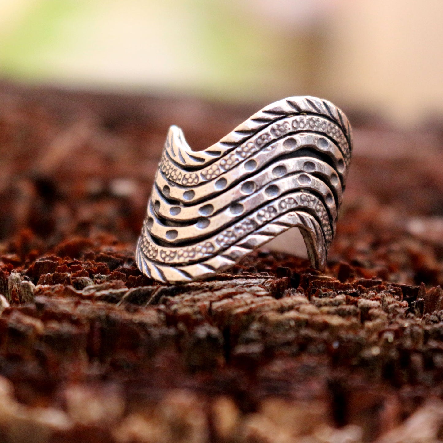 Stamped sterling ring