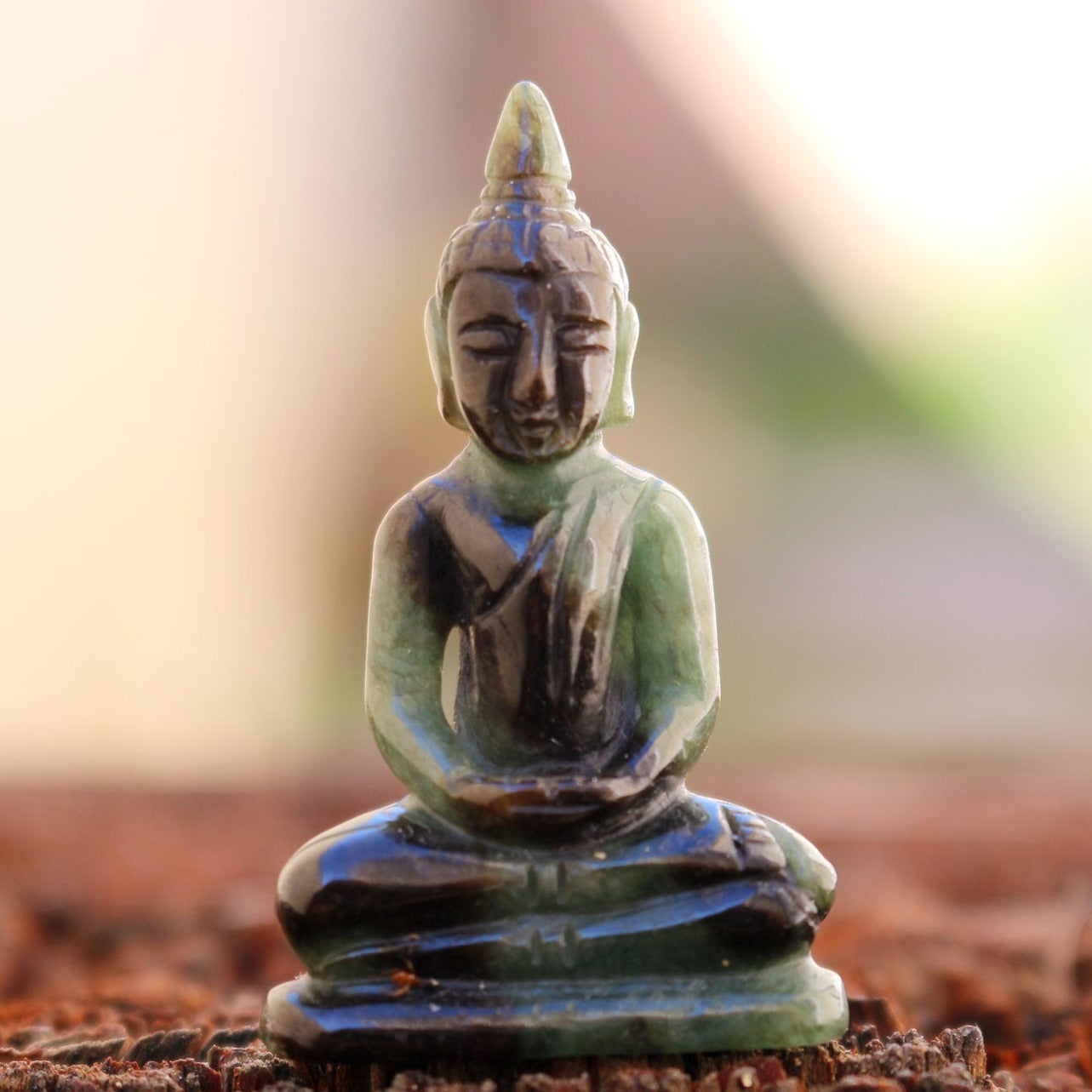 Green Jade Meditating Buddha Statue