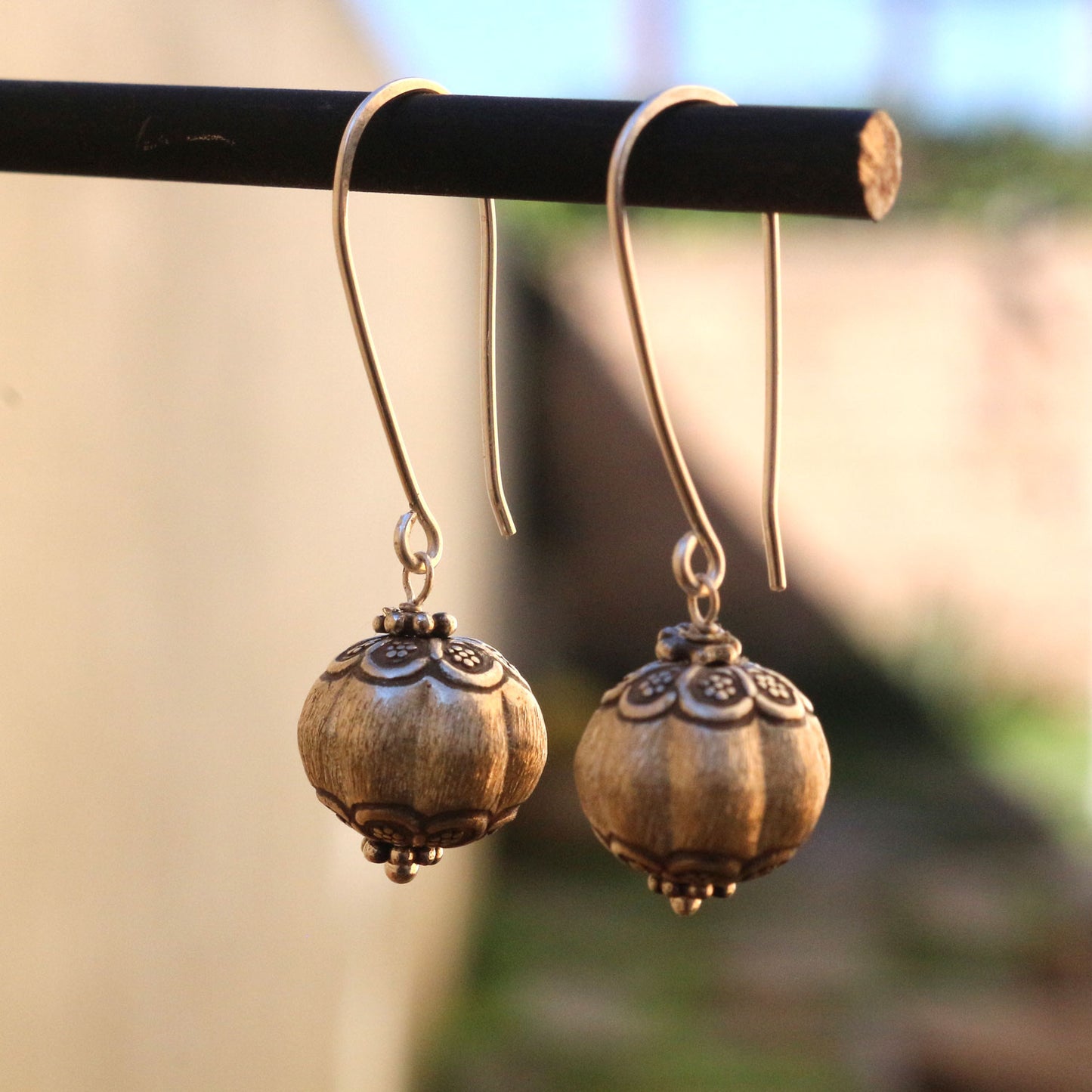 Brushed Hilltribe Silver Dangle Earrings