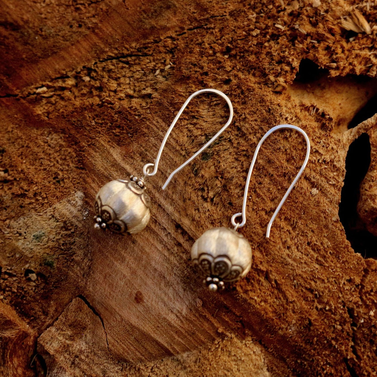 Brushed Hilltribe Silver Dangle Earrings