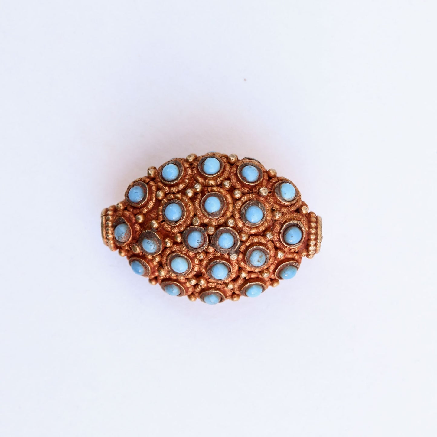 Turquoise On Gold Bead