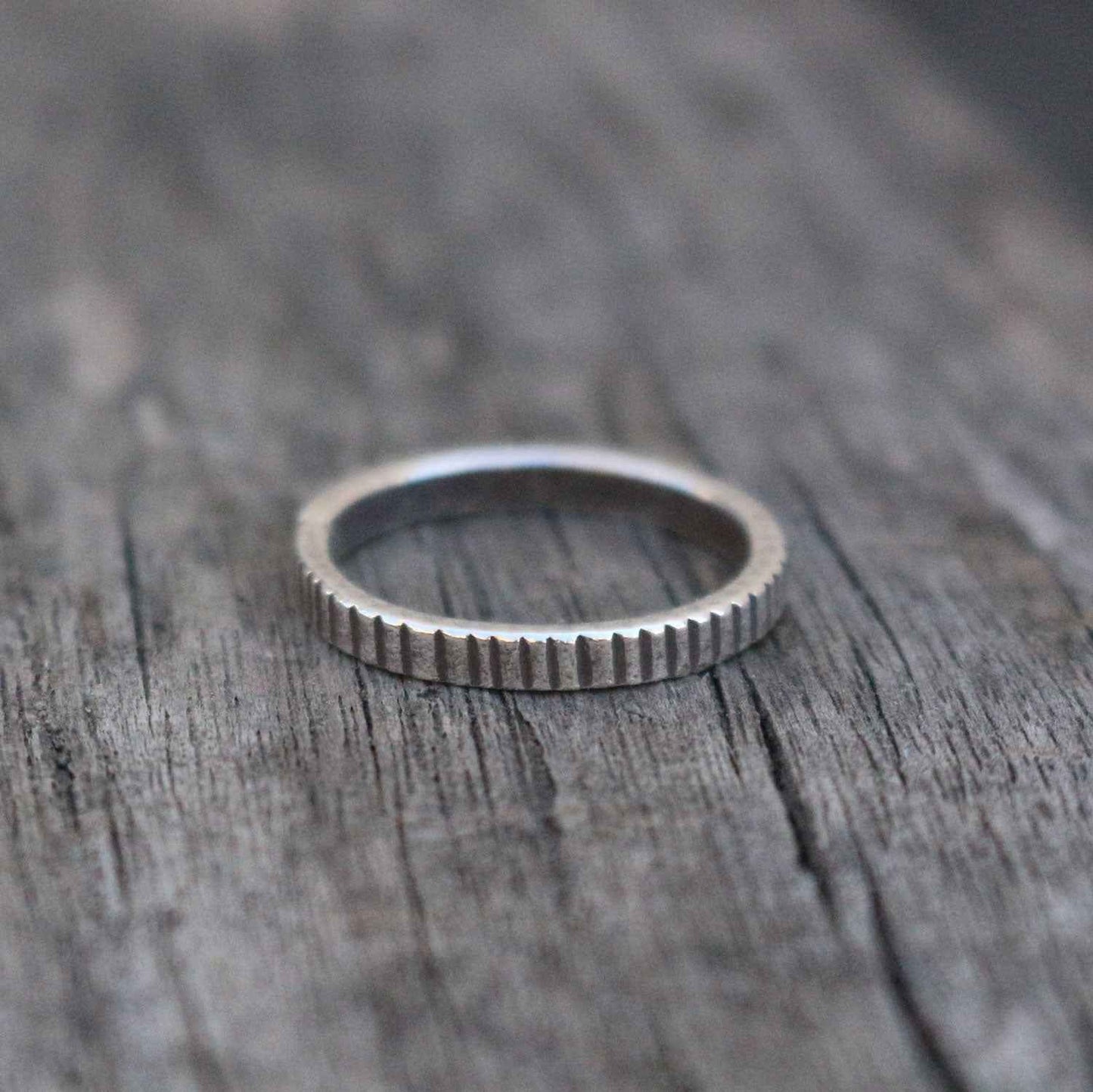 Etched Thin Sterling Ring